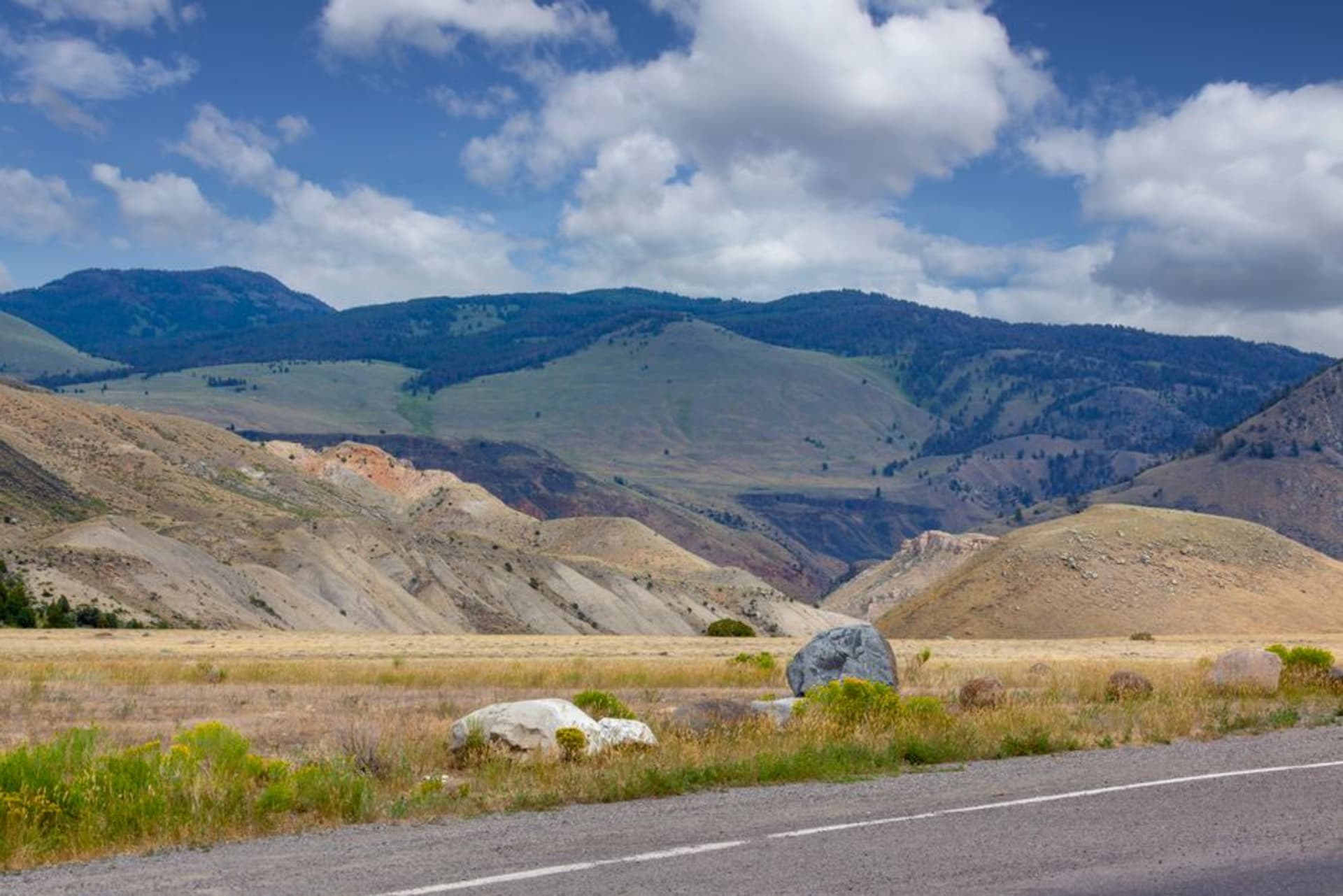 Vista amplia del valle de Big Hole con el prado abierto del campo de batalla y montañas al fondo bajo un cielo pálido