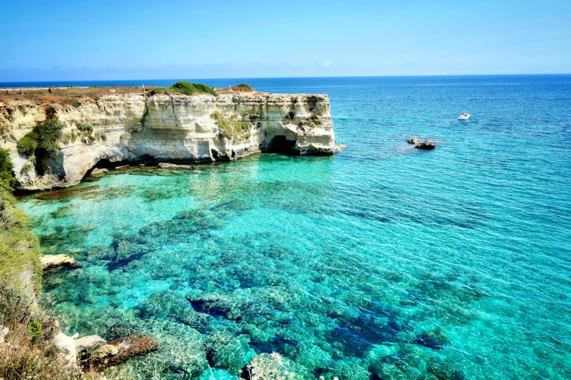 The archaeological park of Saturo on the Ionian coast, ancient ruins beside a quiet sandy cove