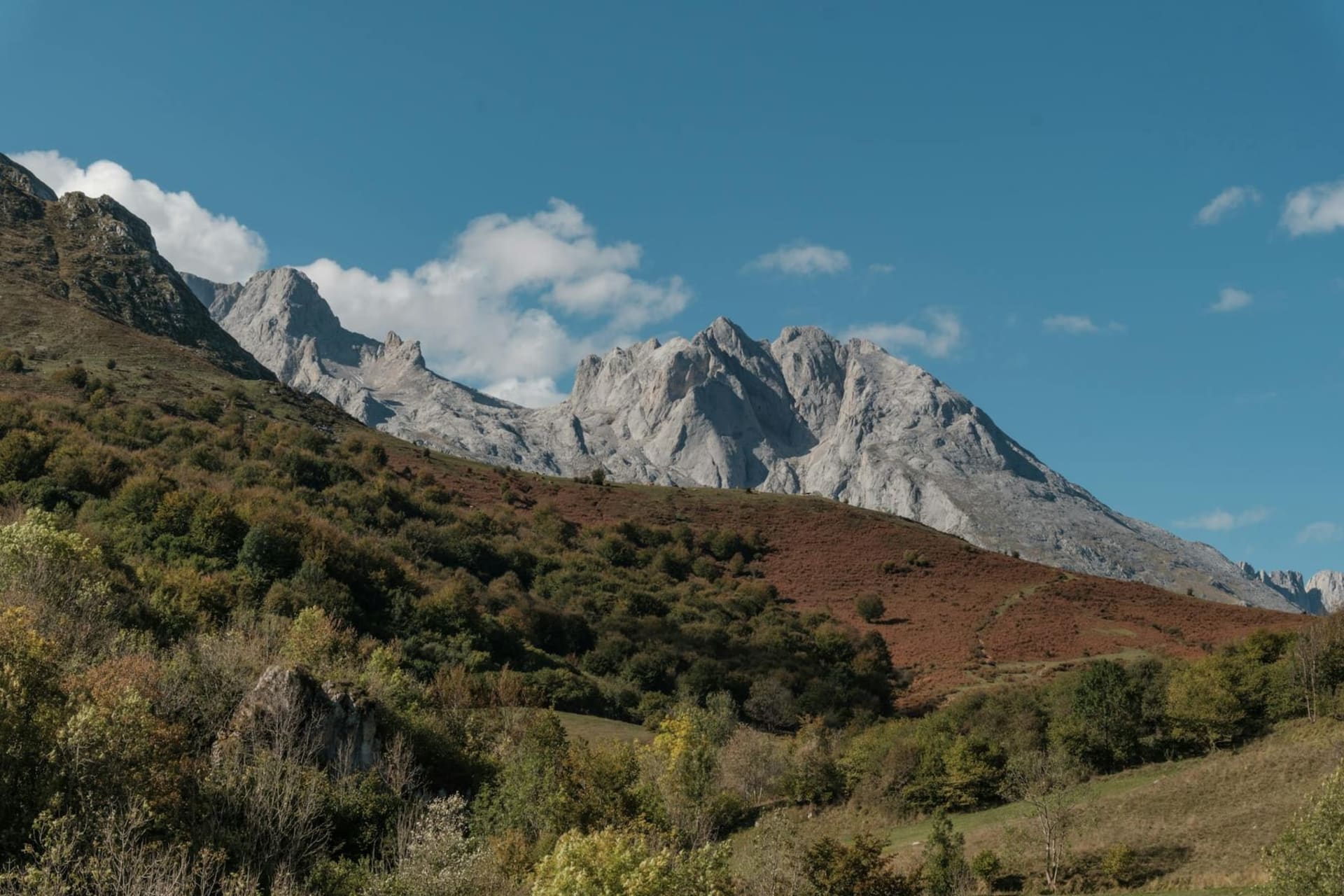 The medieval stone tower of Torre del Infantado rising above the terracotta rooftops of Potes, with the jagged grey limestone peaks of the Picos de Europa filling the sky behind