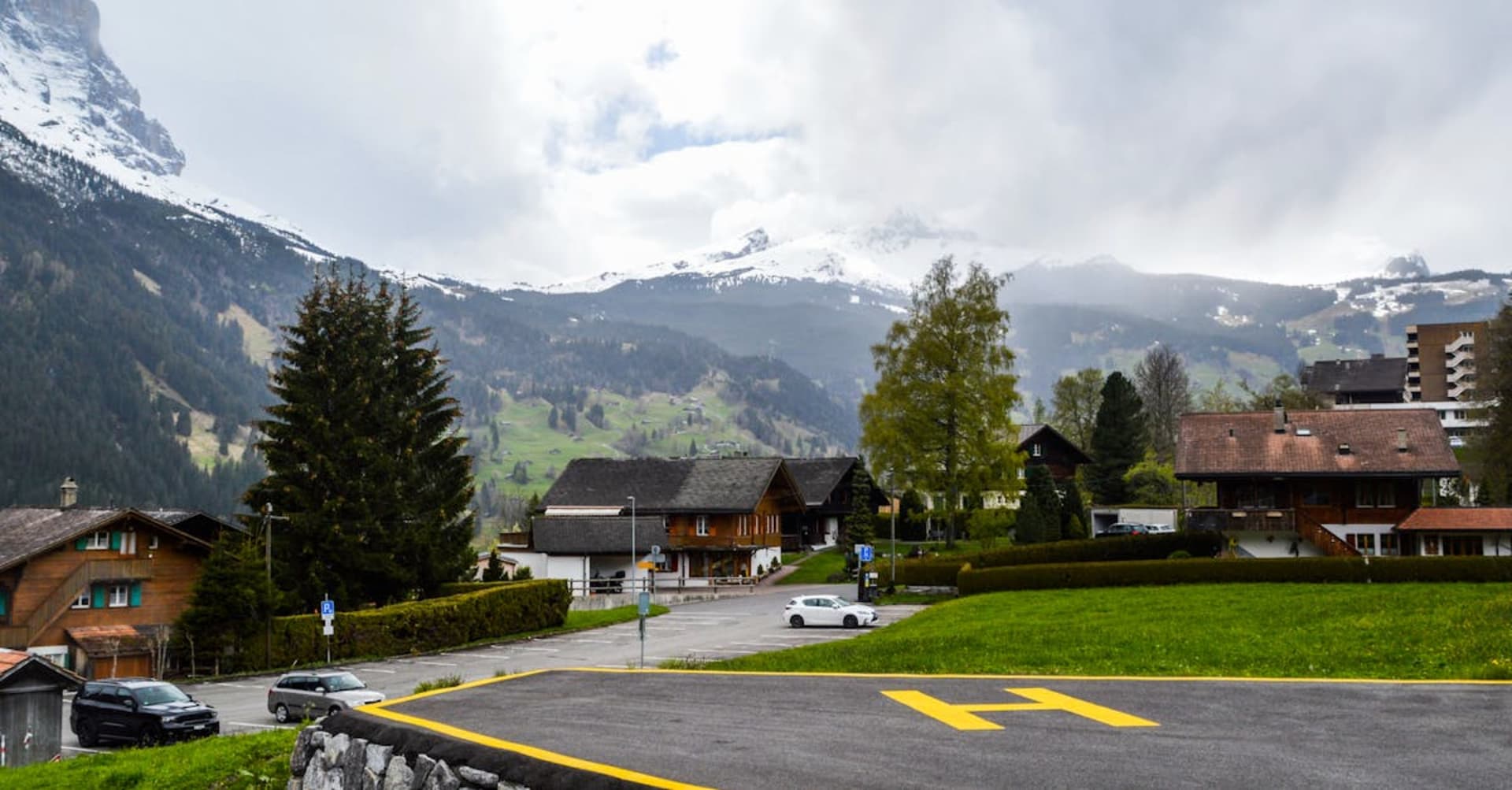 The village of Grindelwald with the dramatic north face of the Eiger rising behind it