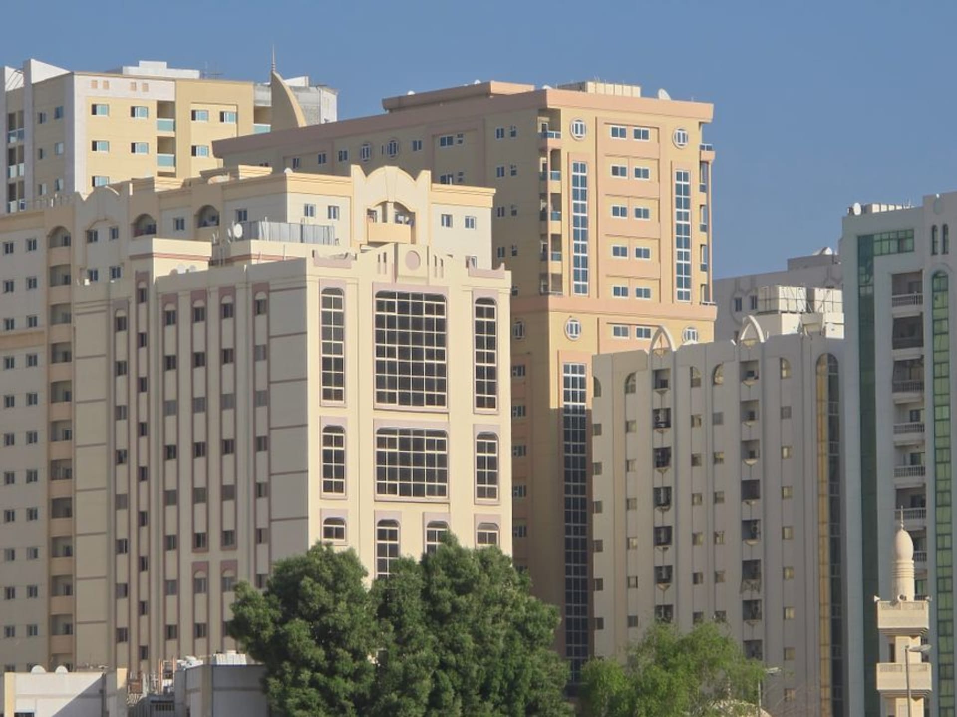 Themed residential buildings styled after different countries in International City, Dubai