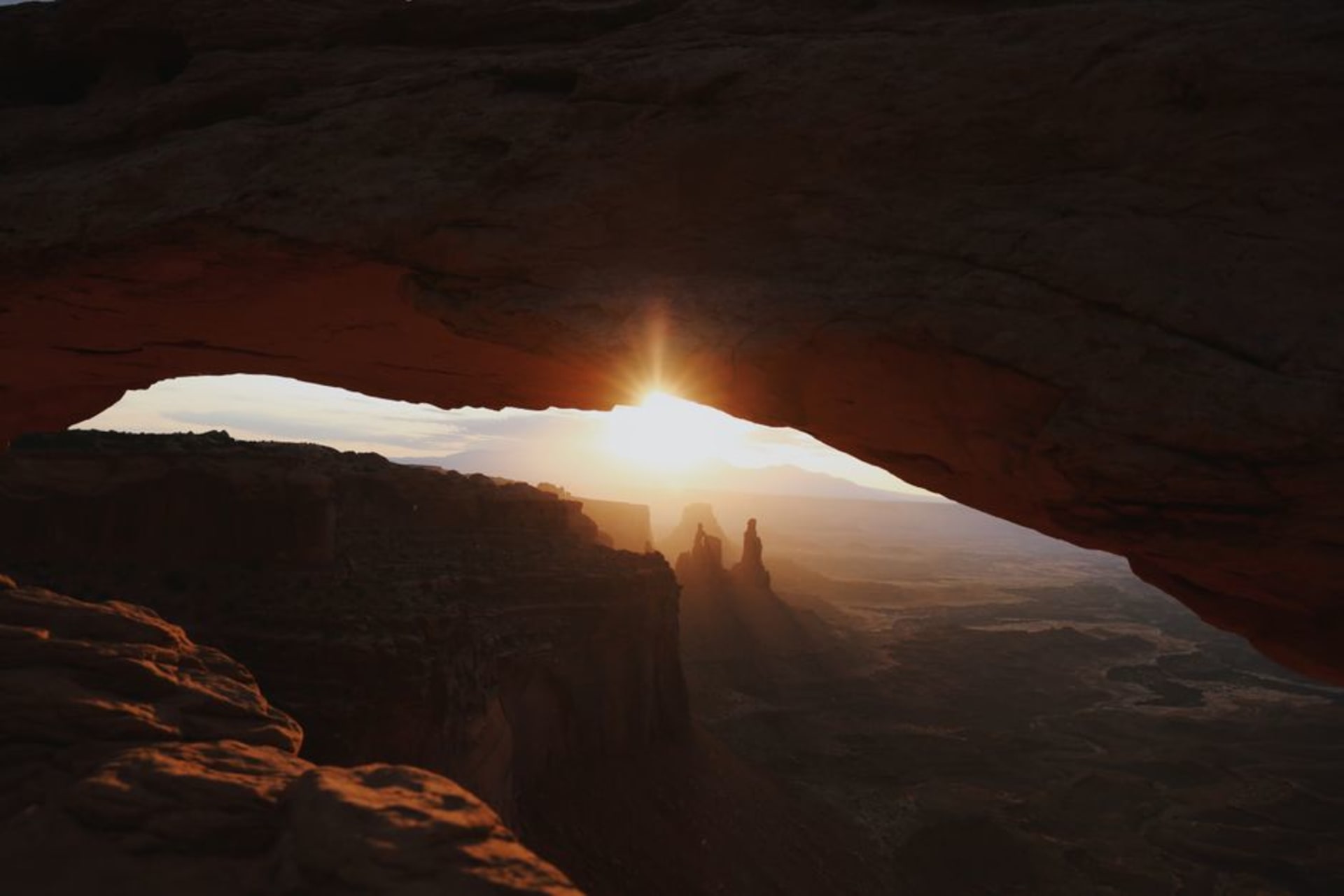 Layered canyons stretching to the horizon from Island in the Sky in Canyonlands