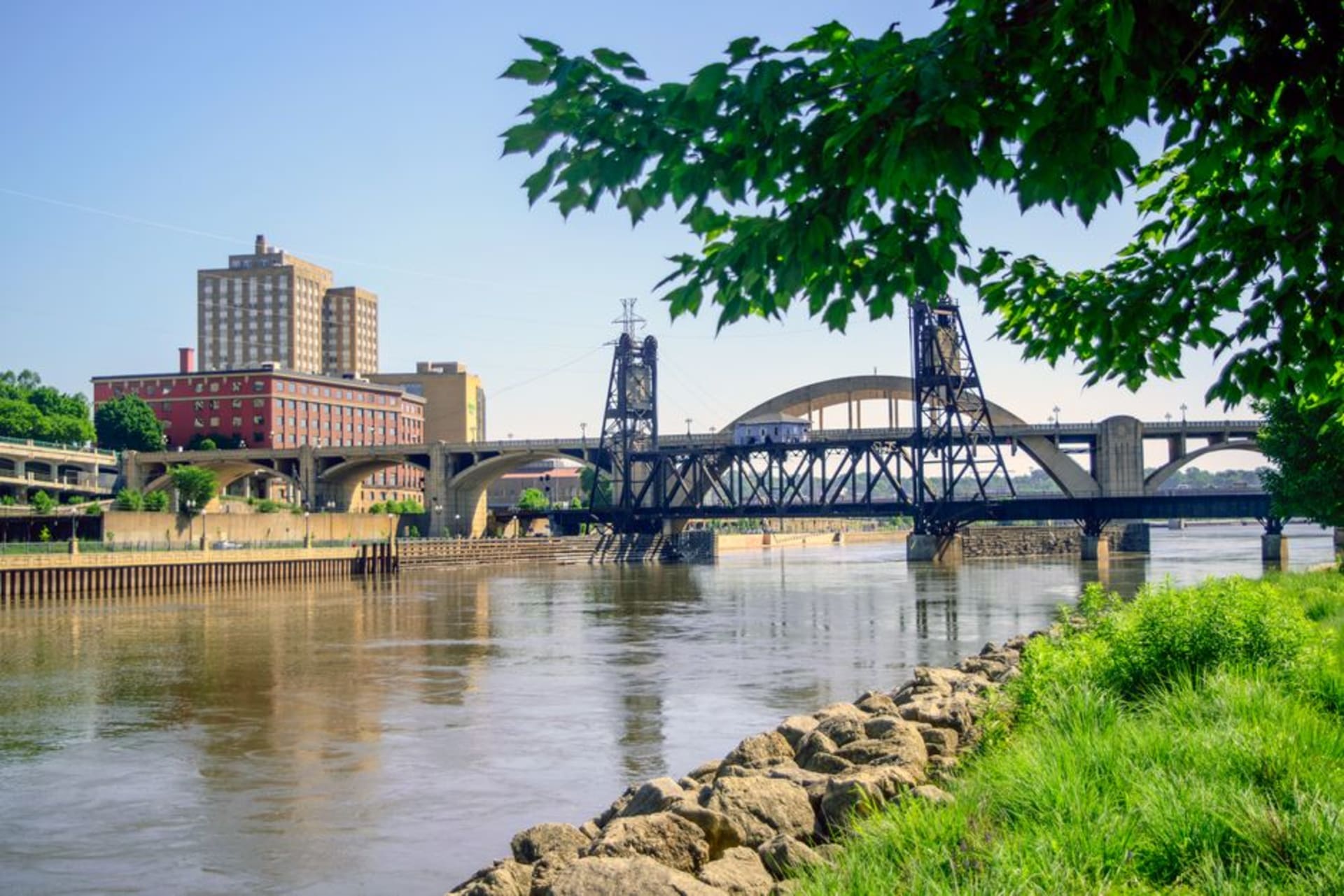 The muraled floodwall along the Mississippi River in downtown Cape Girardeau, Missouri