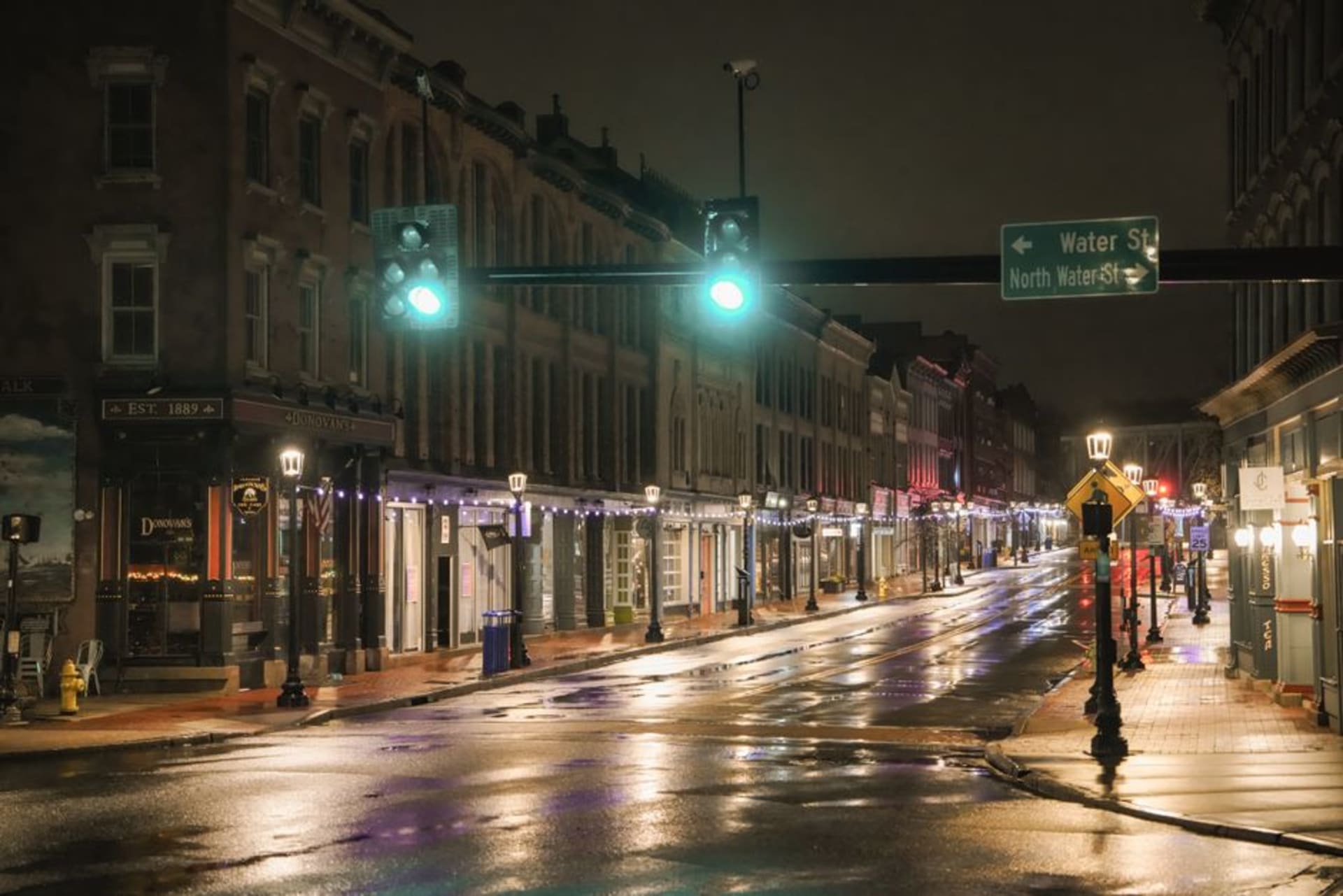Main Street storefronts and galleries in the small river town of Chester, Connecticut