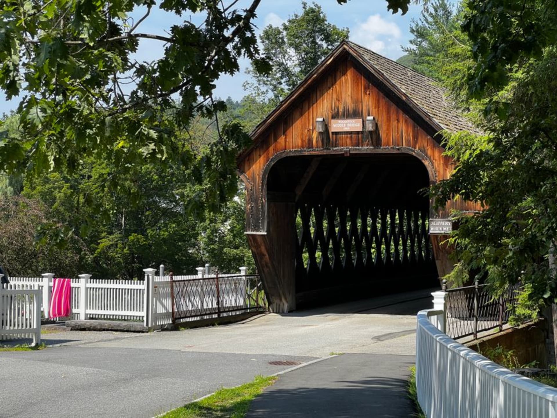 Restored 18th-century clapboard buildings along the main street of Grafton, Vermont