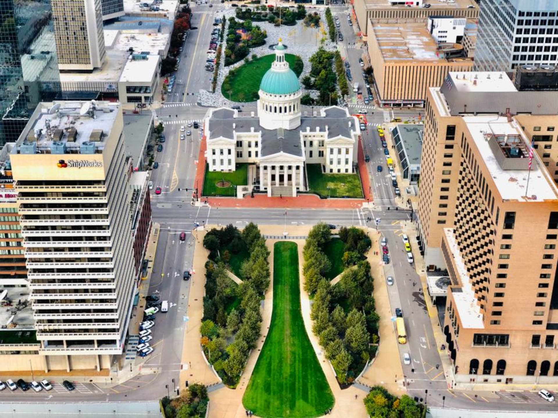 The Missouri State Capitol dome overlooking the Missouri River in Jefferson City