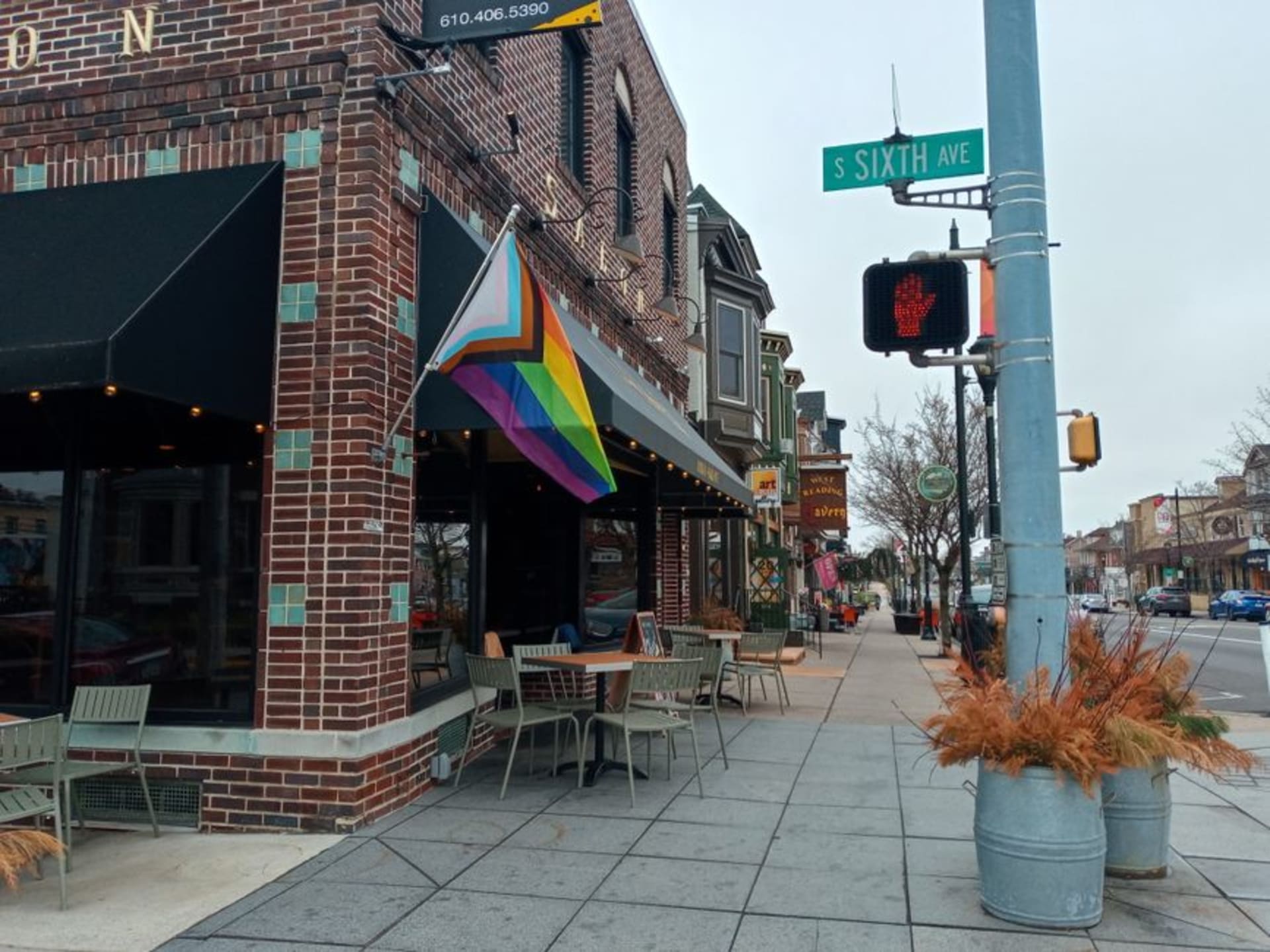 The historic downtown storefronts of Kennett Square, Pennsylvania, the mushroom capital of the world