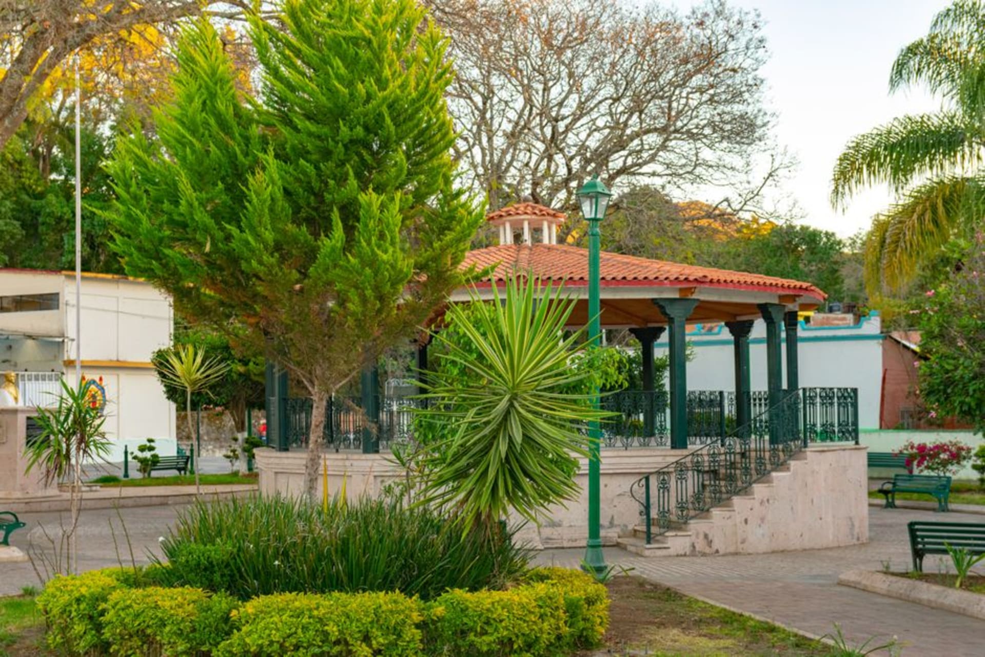 The gazebo and green diamond square in the center of downtown Ligonier, Pennsylvania