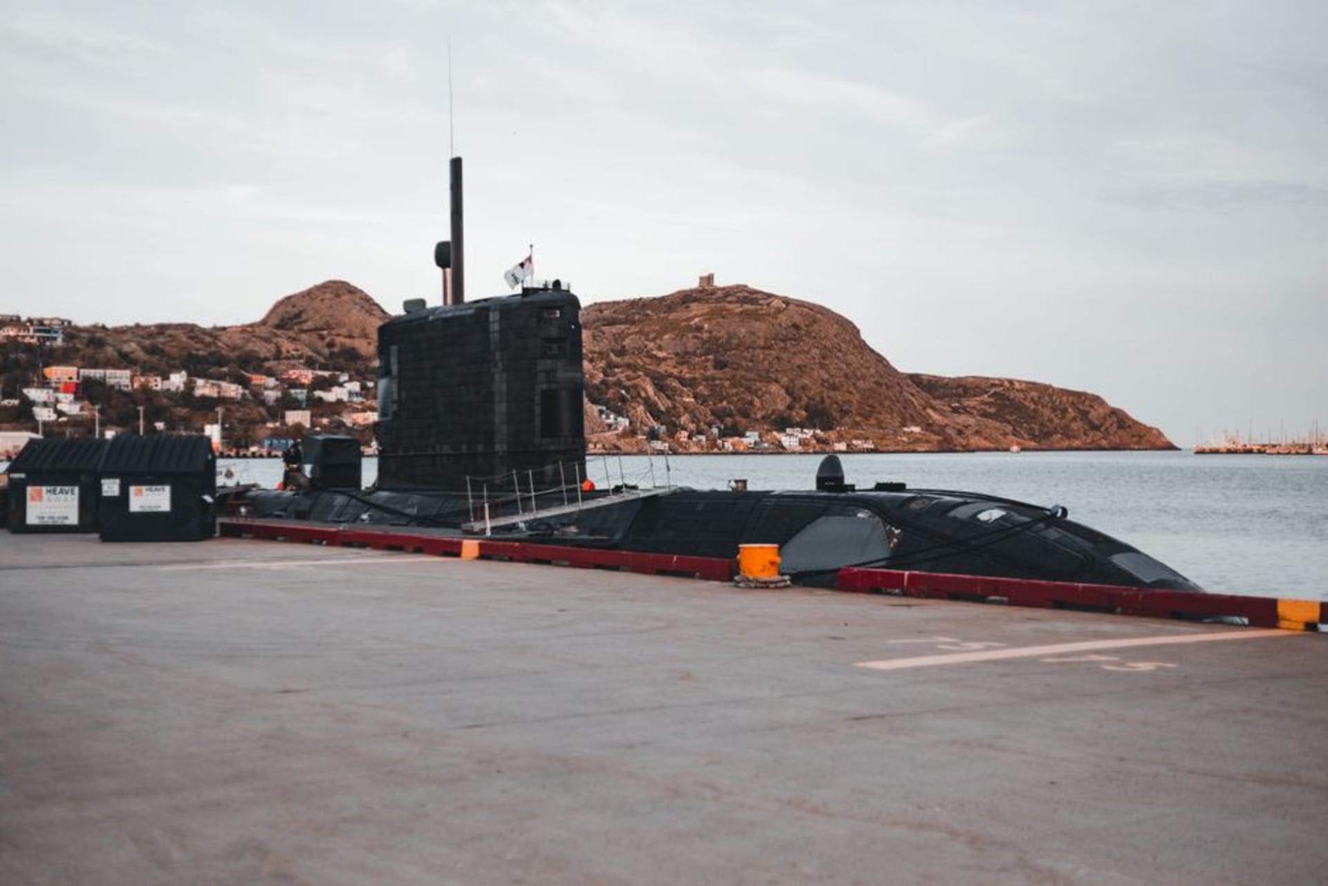 The USS Cobia submarine docked on the Manitowoc River in Manitowoc, Wisconsin