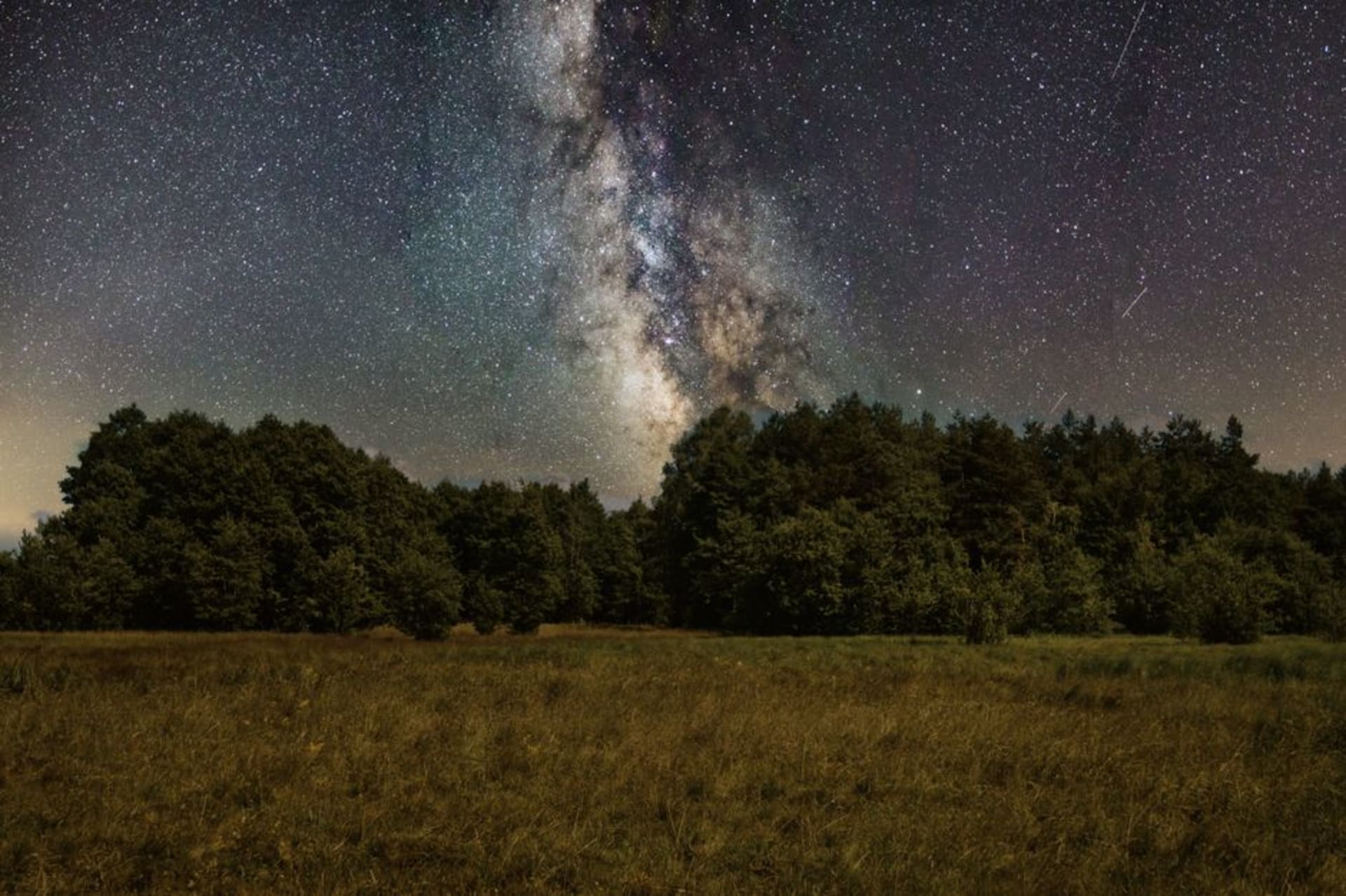 The Milky Way visible over open farmland near McCook, Nebraska
