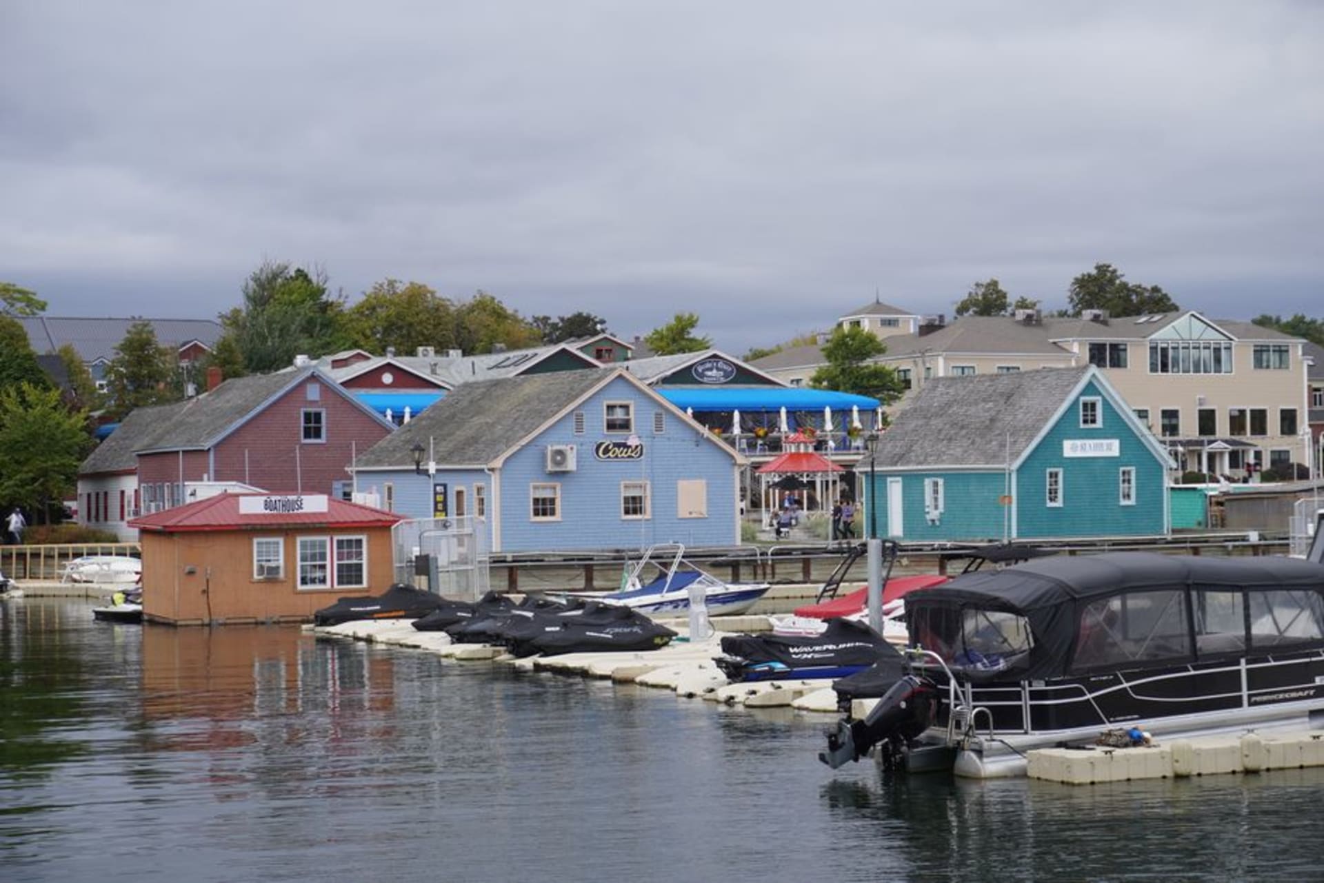 Boats moored in the marina at Meredith on Lake Winnipesaukee, New Hampshire