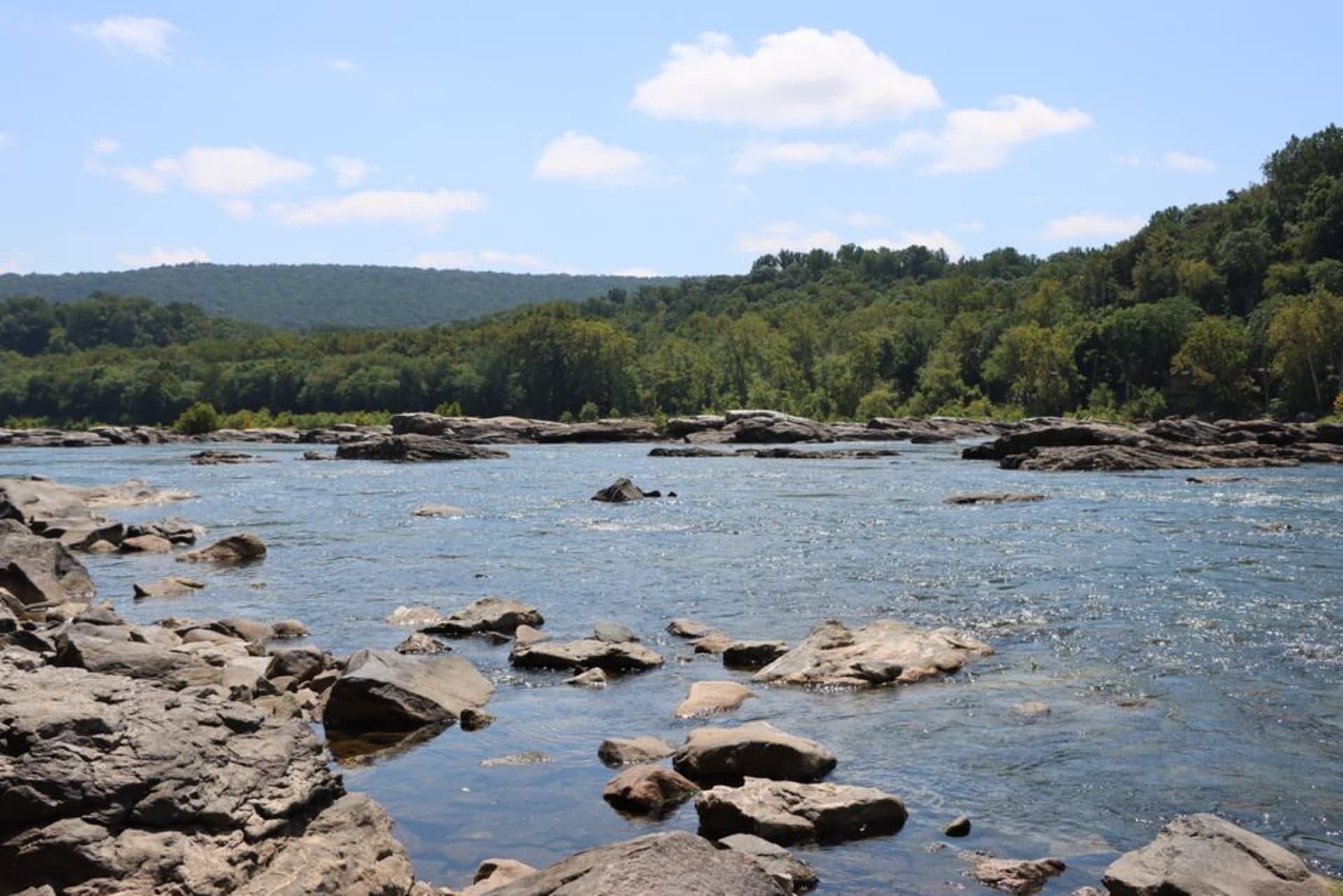 The riverfront at Point Pleasant, West Virginia where the Ohio and Kanawha Rivers meet