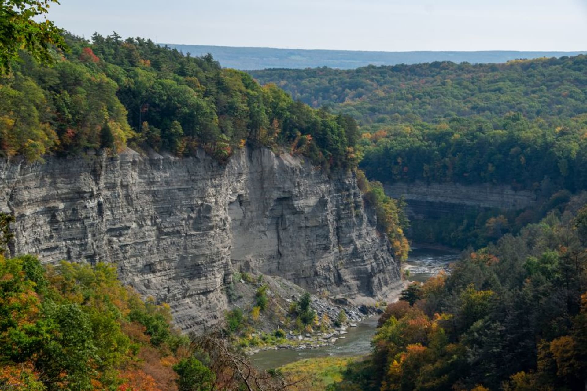 Quechee Gorge cutting through the Vermont landscape with the Ottauquechee River below