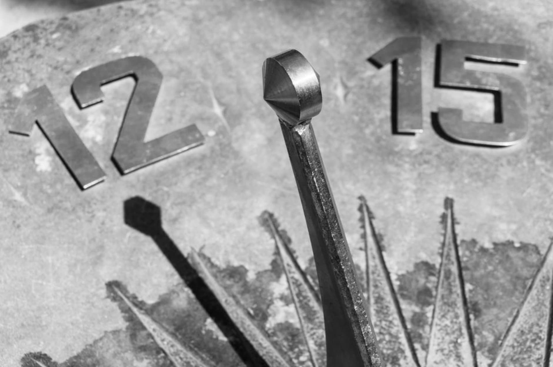 The stainless-steel Millennium Monument sundial at Point Udall overlooking the Caribbean Sea at sunrise