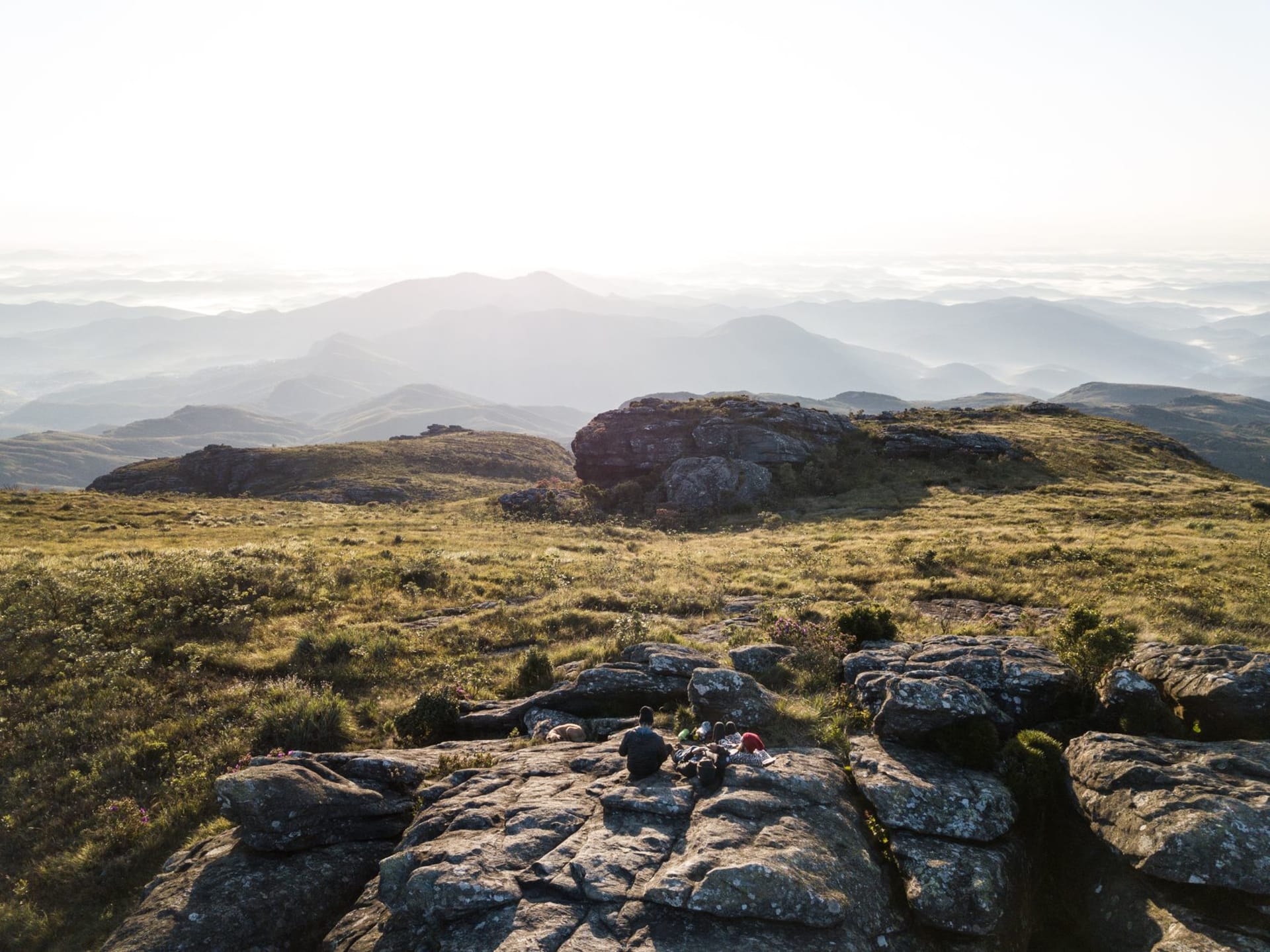 Dramatic quartzite peaks of the Chimanimani Mountains rising above mist-filled valleys on the Zimbabwe-Mozambique border