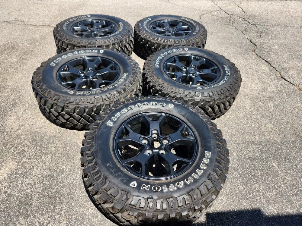 OEM Jeep Wrangler 17” Wheels & All-Terrain Tires – Set of 5