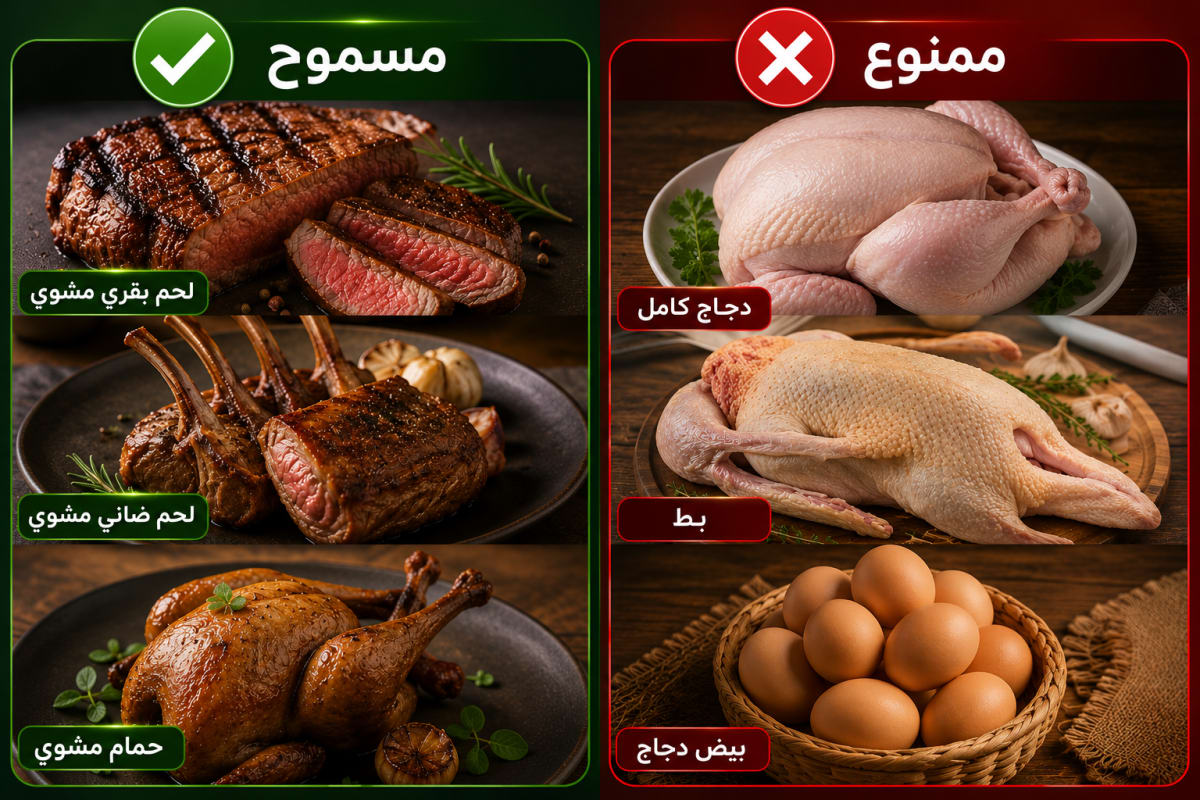 جدول النشويات والحبوب: الأرز والبطاطا مسموحة، الخبز الأبيض والمعكرونة ممنوعة