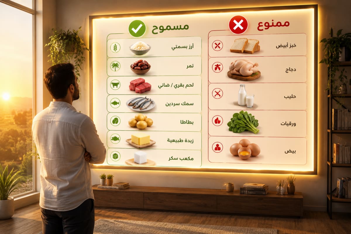 الأساسيات الخمسة في نظام الطيبات: الأرز والبطاطا والتمر والزبدة والسكر