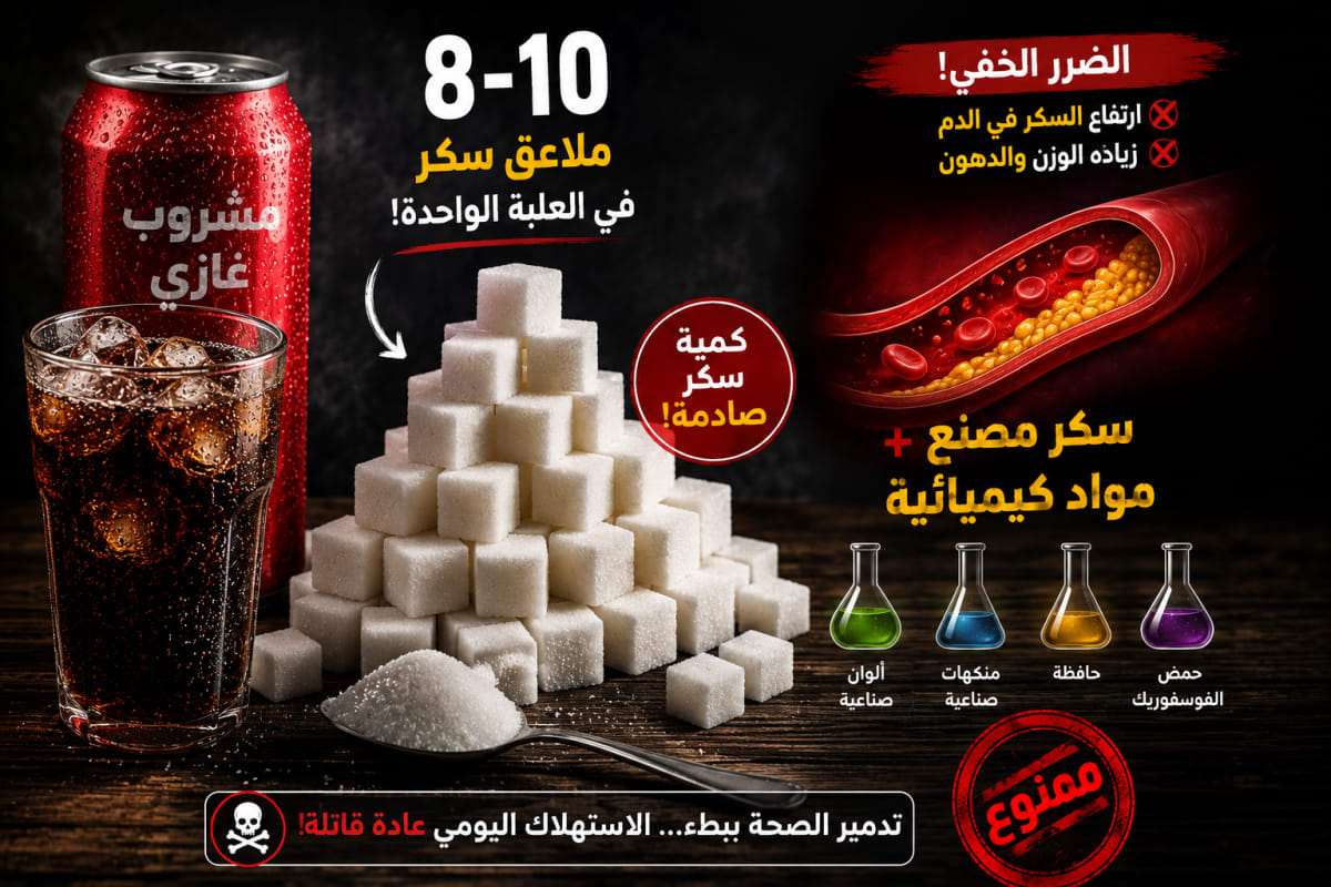 السكر والمواد الكيميائية في المشروبات الغازية