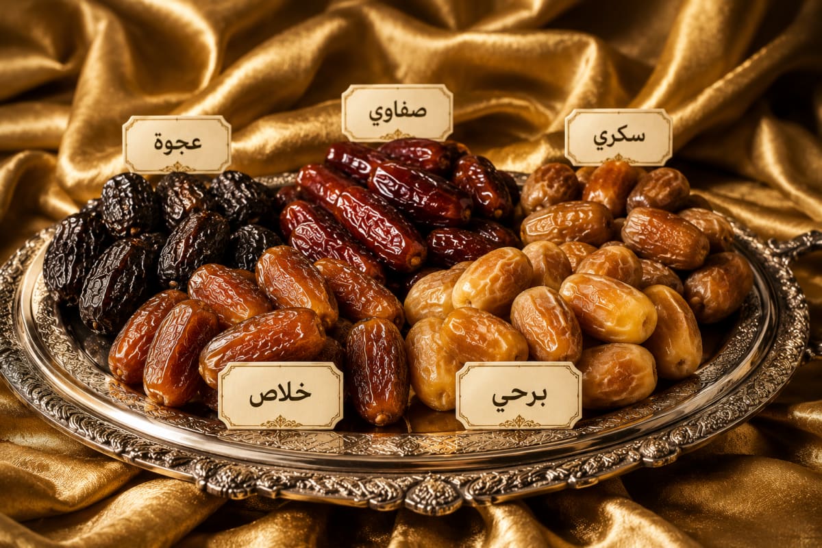 أنواع التمر العربي - عجوة وصفاوي ومجدول وبرحي