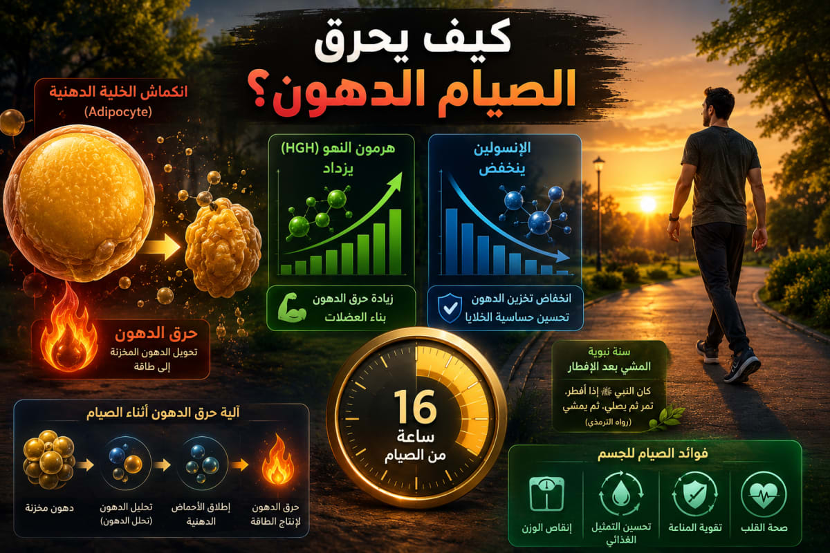 علم حرق الدهون مع الصيام النبوي - هرمون النمو والإنسولين خلال الصيام