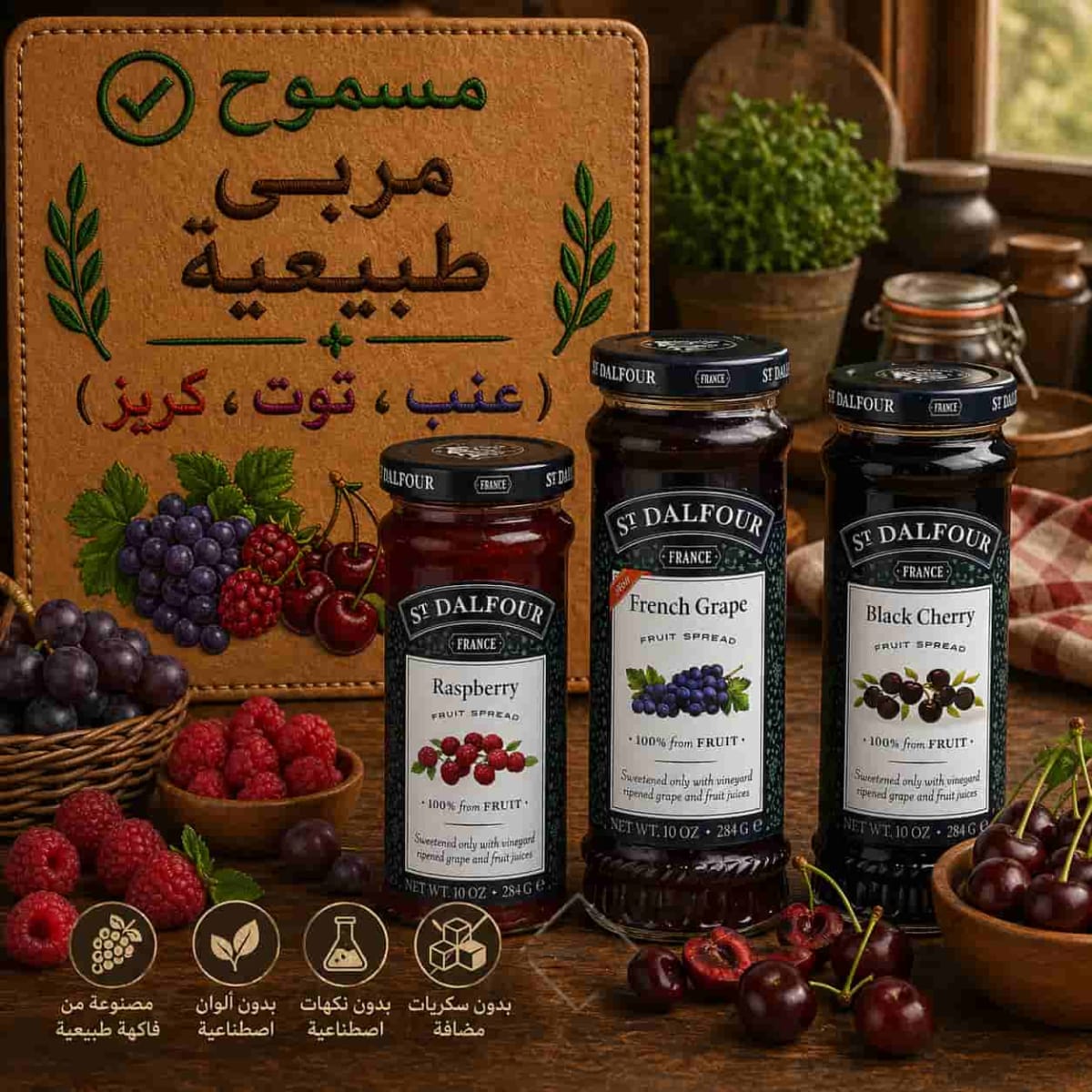 مربى طبيعية ( عنب، توت، كريز )