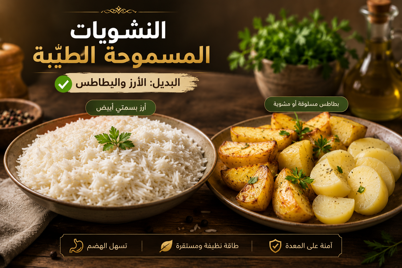 الأرز والبطاطس بديل الدقيق في نظام الطيبات