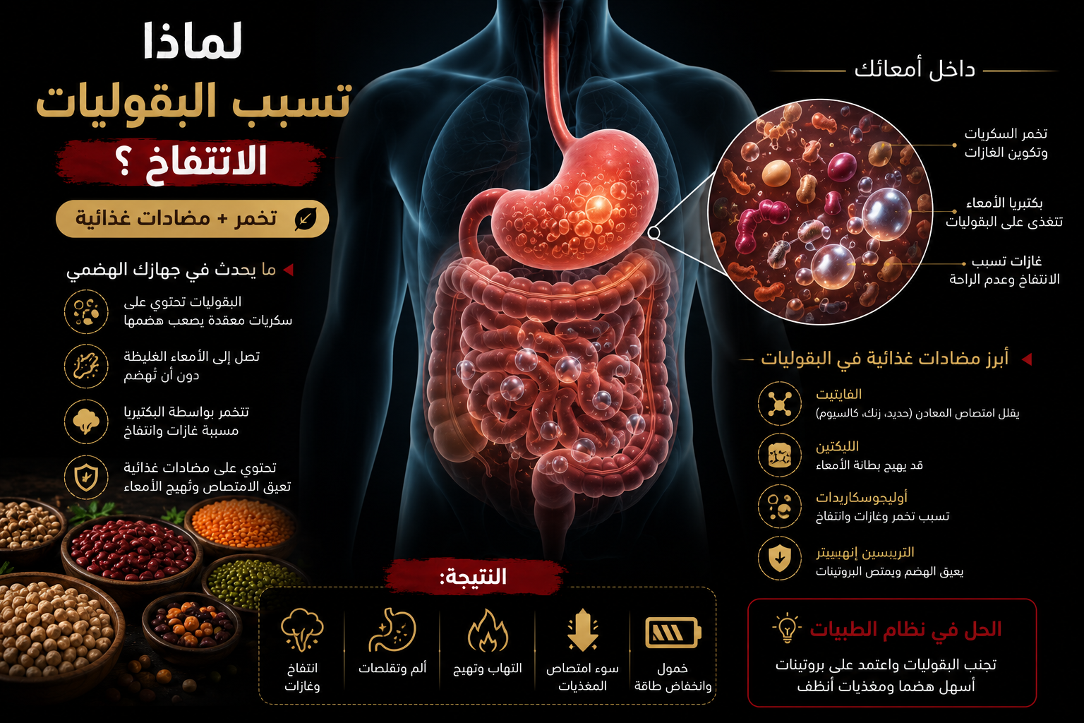 البقوليات والتخمّر والانتفاخ في نظام الطيبات
