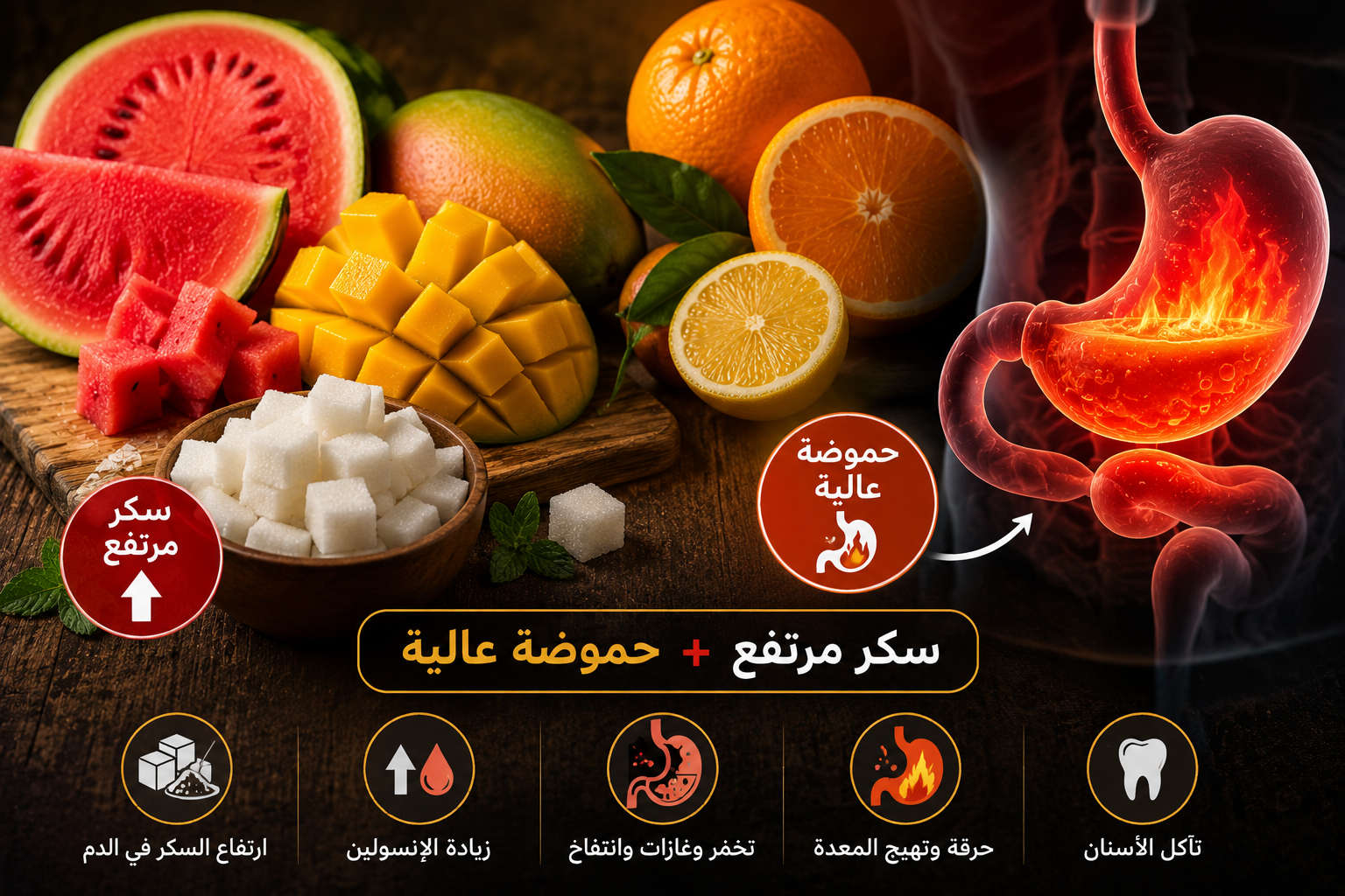 الفواكه عالية السكر والحموضة في نظام الطيبات