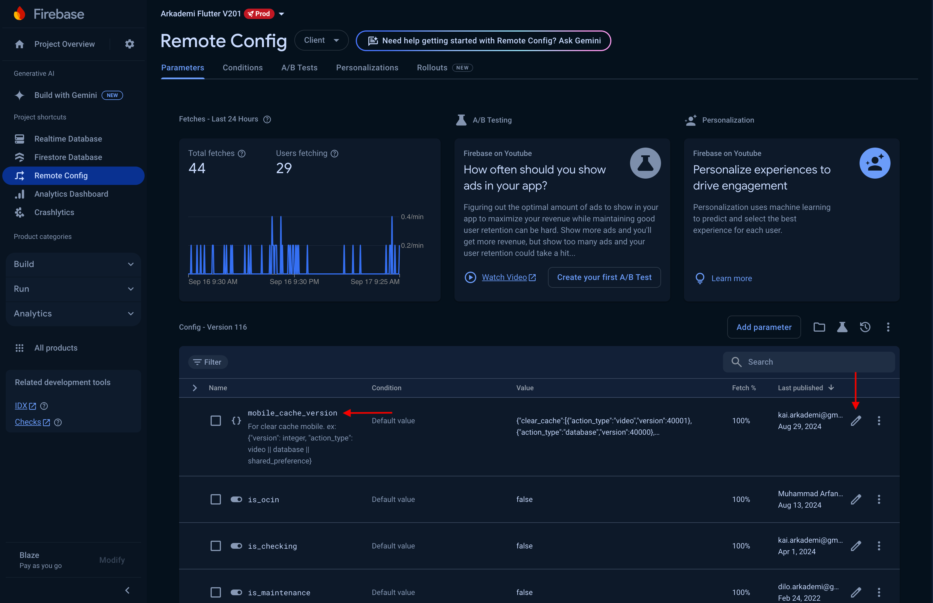Edit key remote config