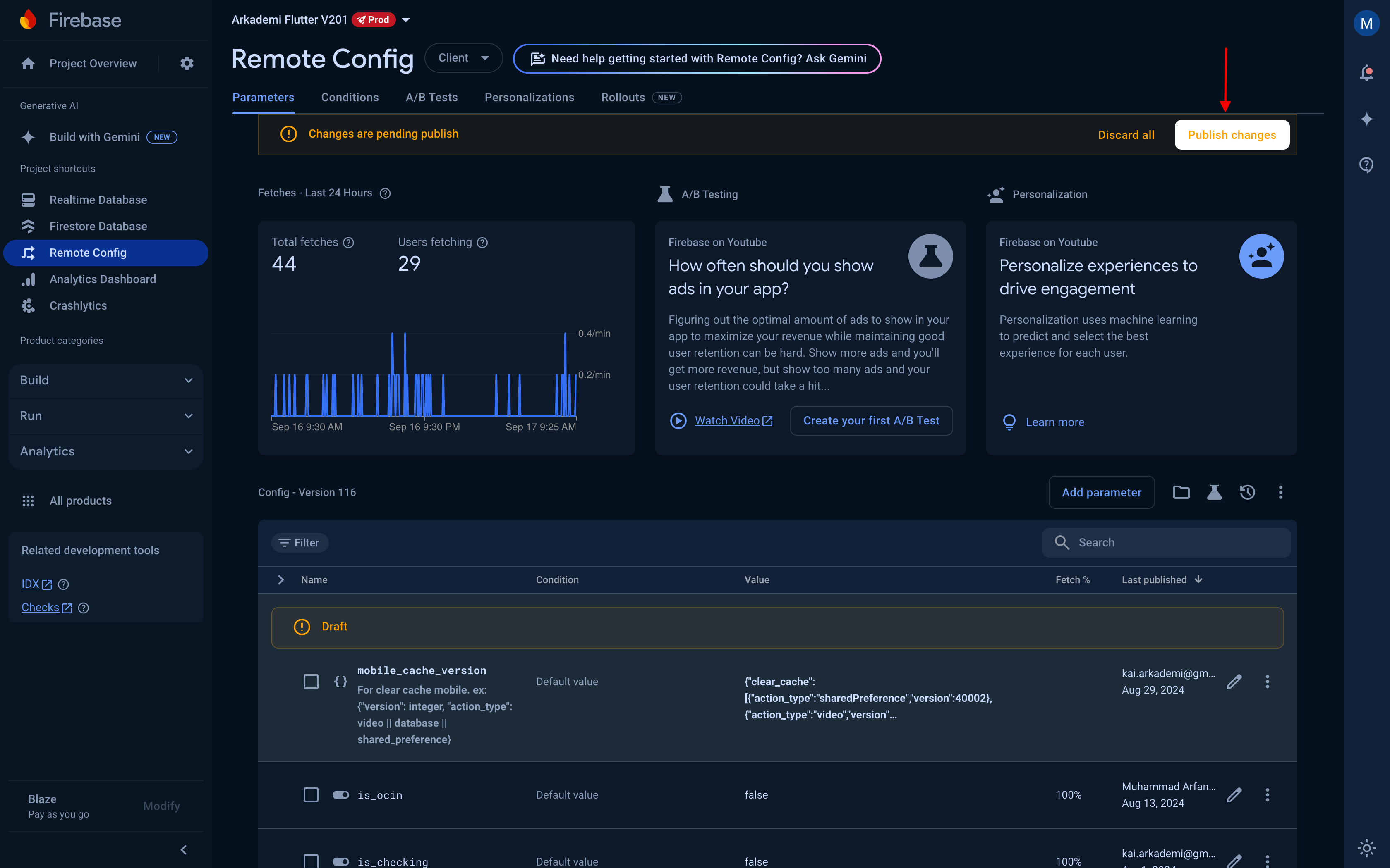 Publish changes edited config