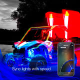 XK Glow XKchrome Side by Side UTV LED Whip Kits (w/ smartphone app)  UTVS0103866-MAIN
