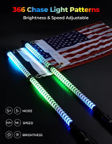 Kemimoto 3FT Universal COB Whip Lights & RGB Rock Light Kit  UTVS0113411