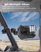 Kemimoto CNC UTV Mirror X w/ Integrated Light Mount for 1.65"-2" Roll Bars (1Pair)  UTVS0113478-MAIN