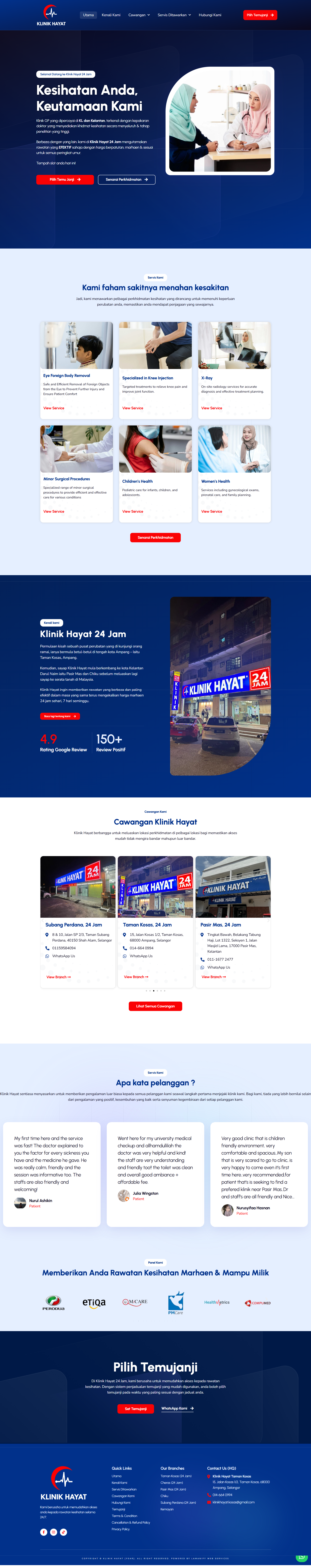 Klinik Hayat — Full Page Design Preview