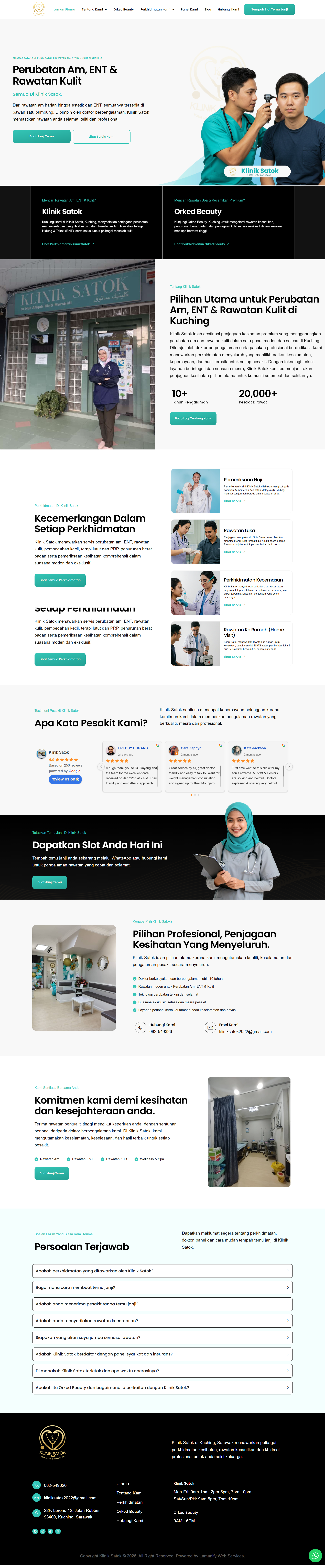 Klinik Satok — Full Page Design Preview
