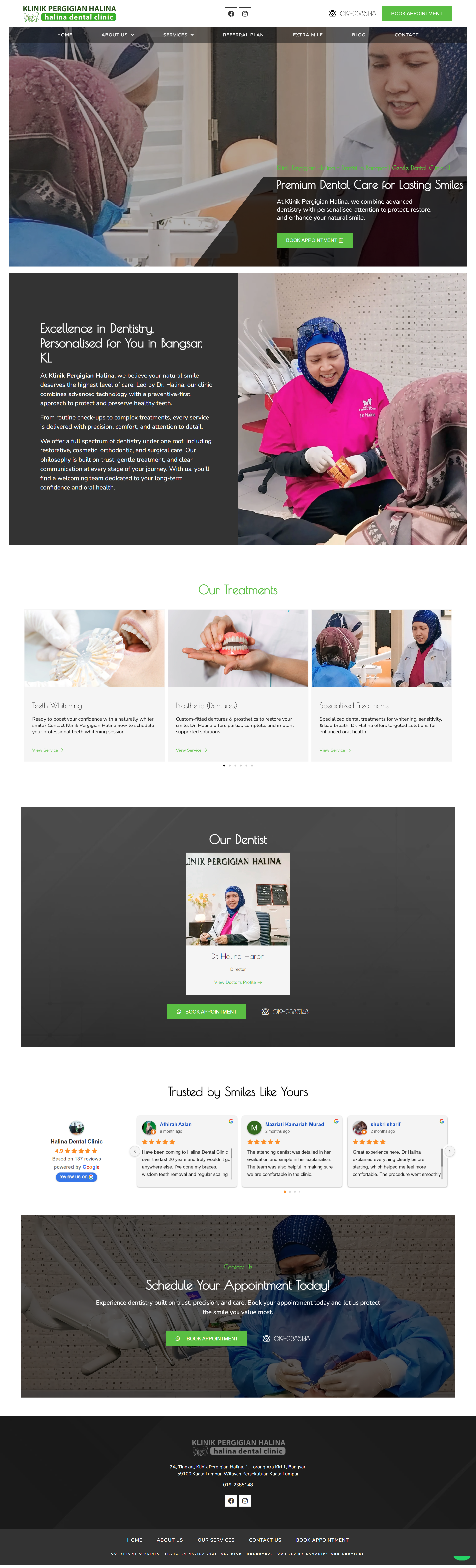 Halina Dental (Klinik Pergigian Halina) — Full Page Design Preview
