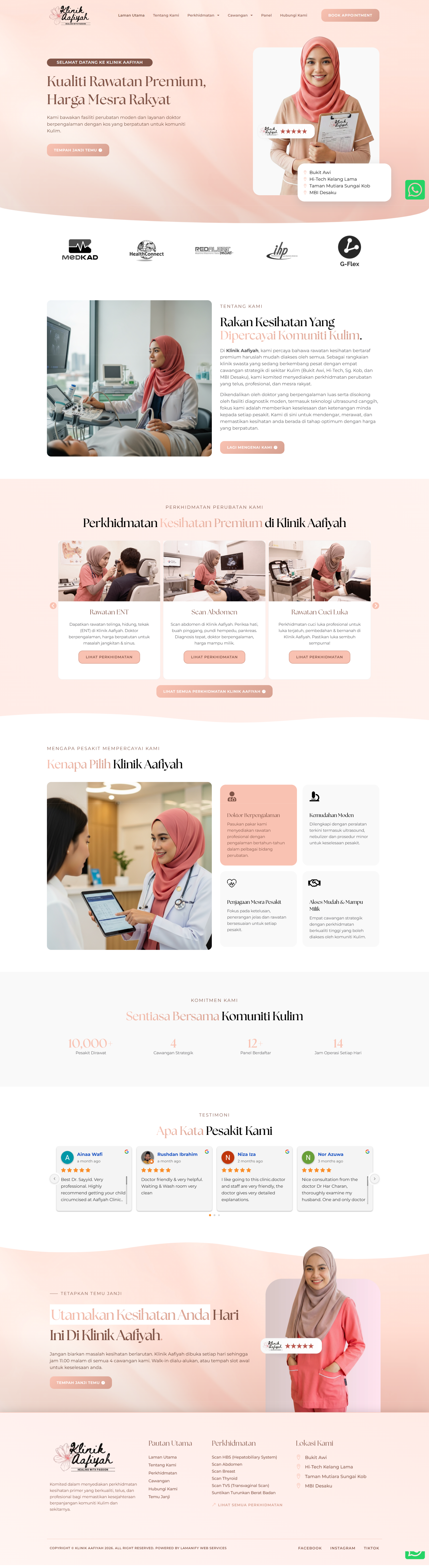 Klinik Aafiyah — Full Page Design Preview