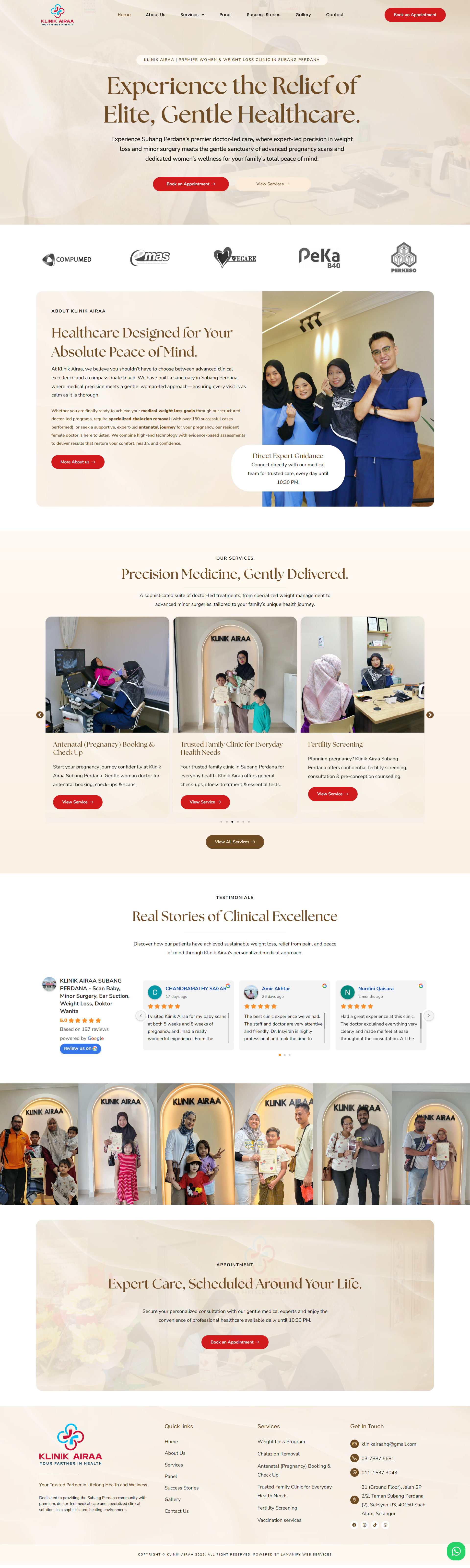 Klinik Airaa — Full Page Design Preview