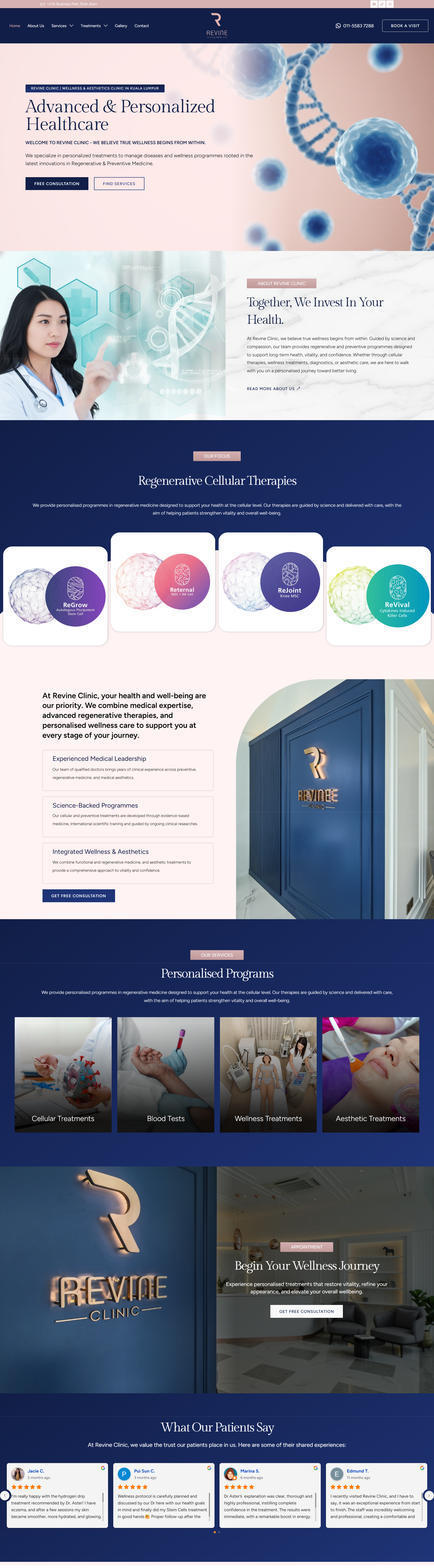 Revine Clinic — Full Page Design Preview