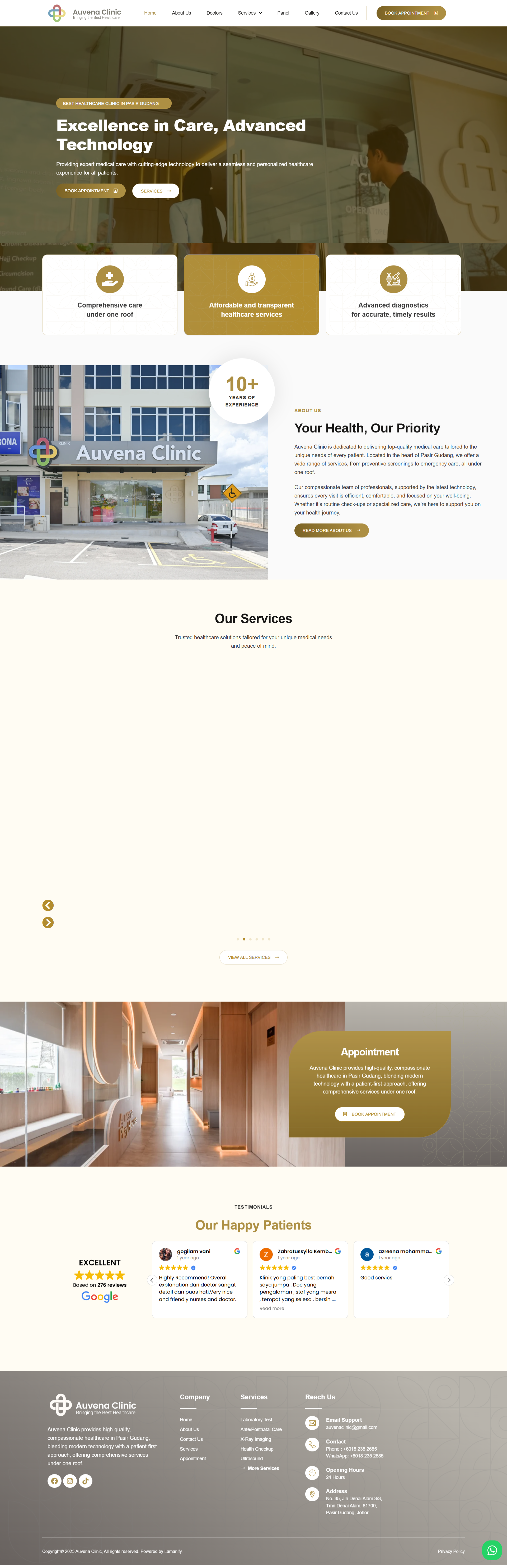 Auvena Clinic — Full Page Design Preview