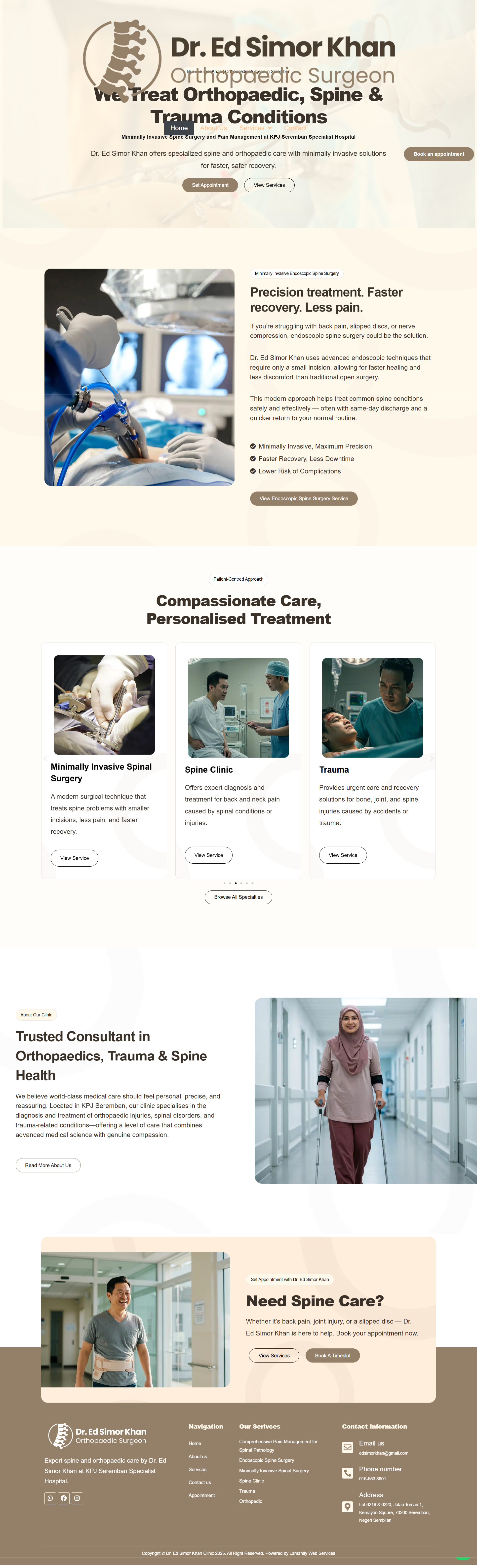 Dr. Ed Spine Surgeon Clinic — Full Page Design Preview