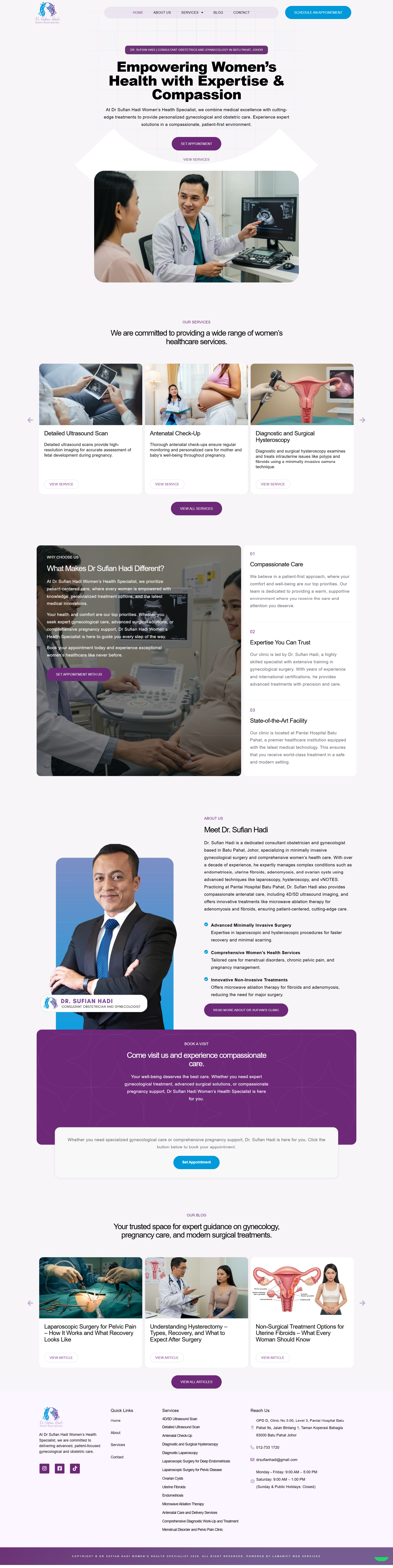 Dr. Sufian Hadi Clinic — Full Page Design Preview