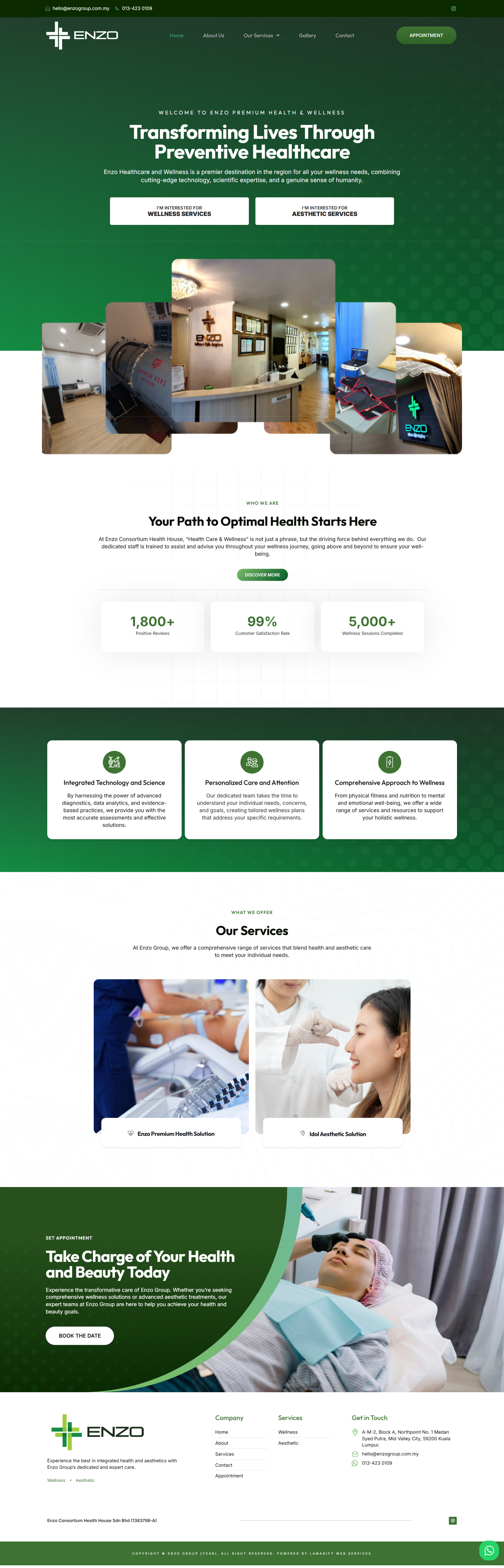 Enzo Wellness — Full Page Design Preview