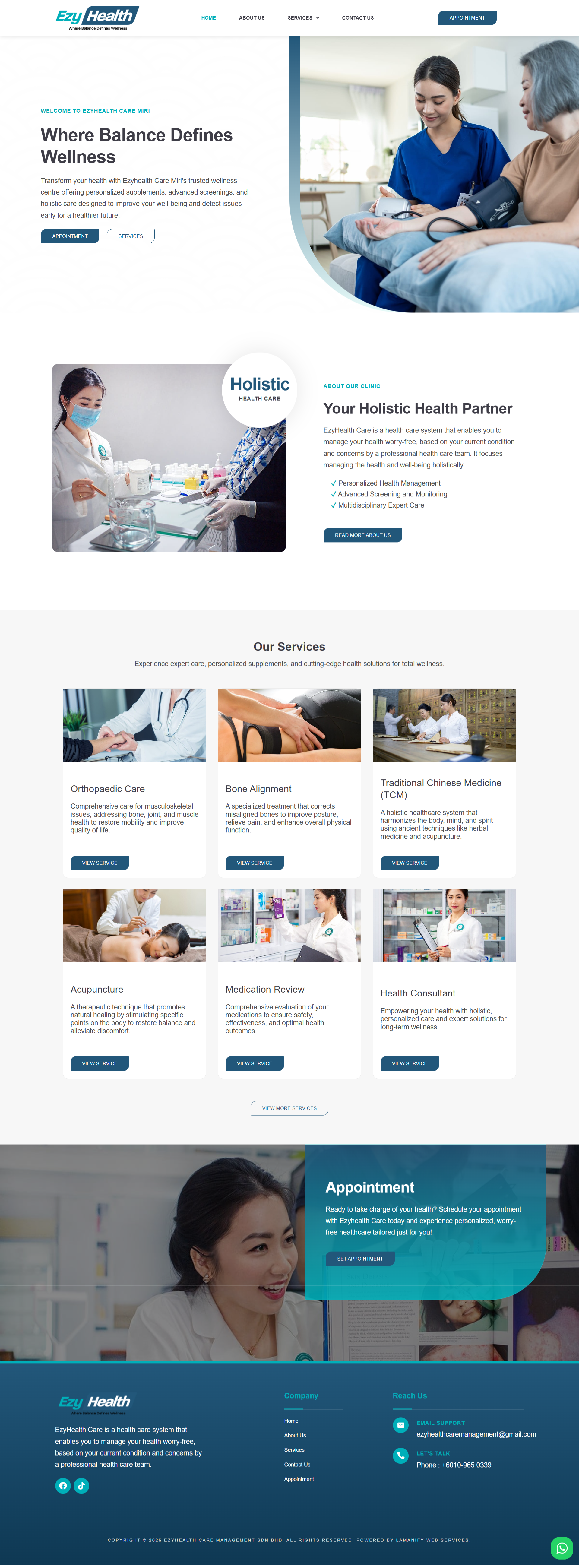 EzyHealth Care — Full Page Design Preview