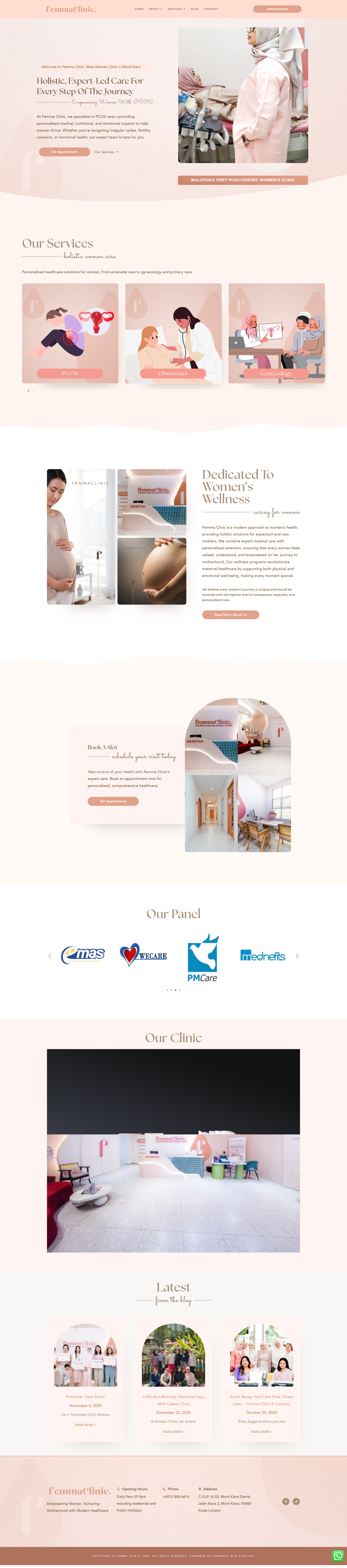 Femma Clinic — Full Page Design Preview