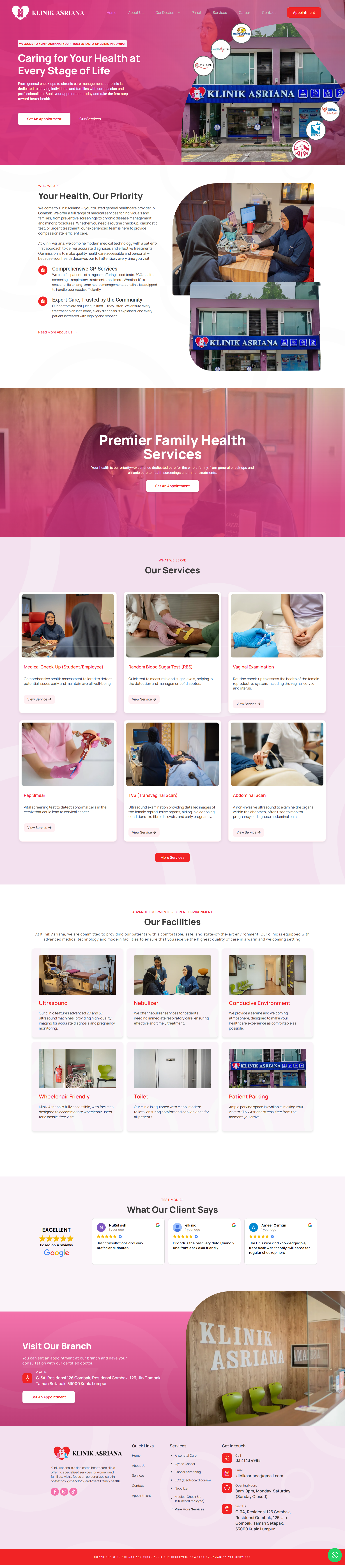 Klinik Asriana — Full Page Design Preview