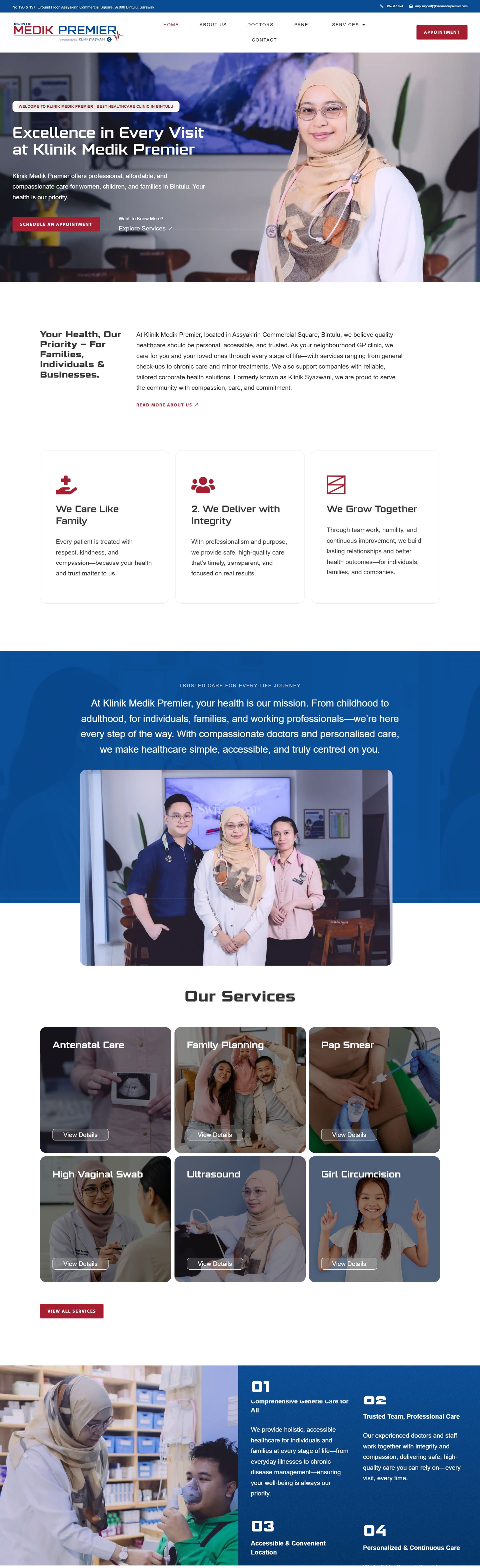 Klinik Medik Premier — Full Page Design Preview