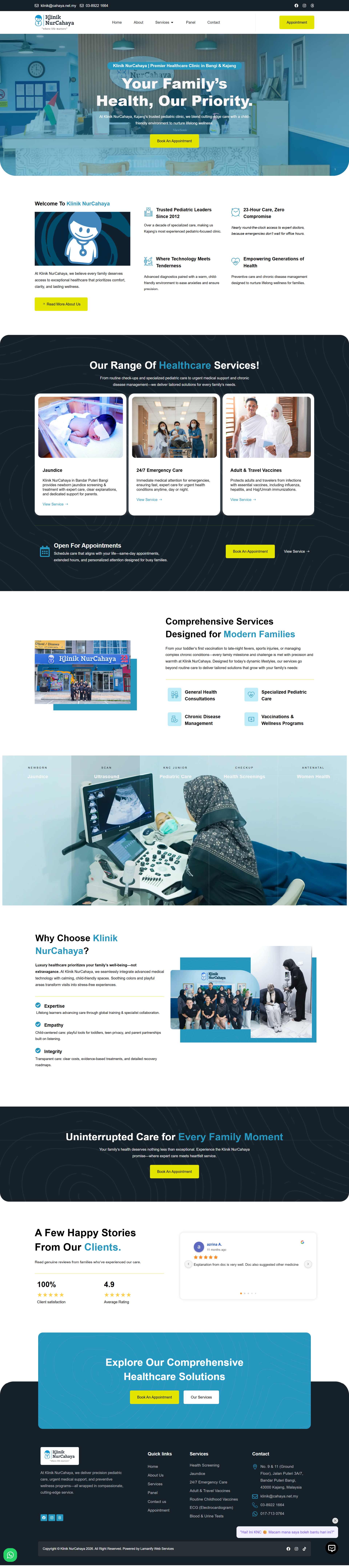 Klinik NurCahaya — Full Page Design Preview