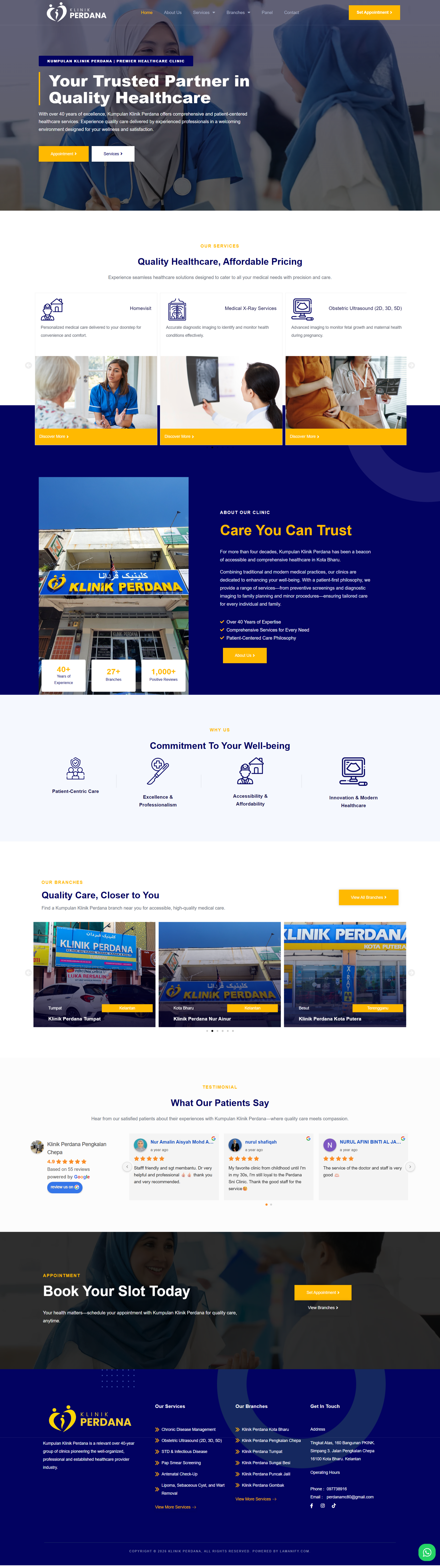 Klinik Perdana — Full Page Design Preview